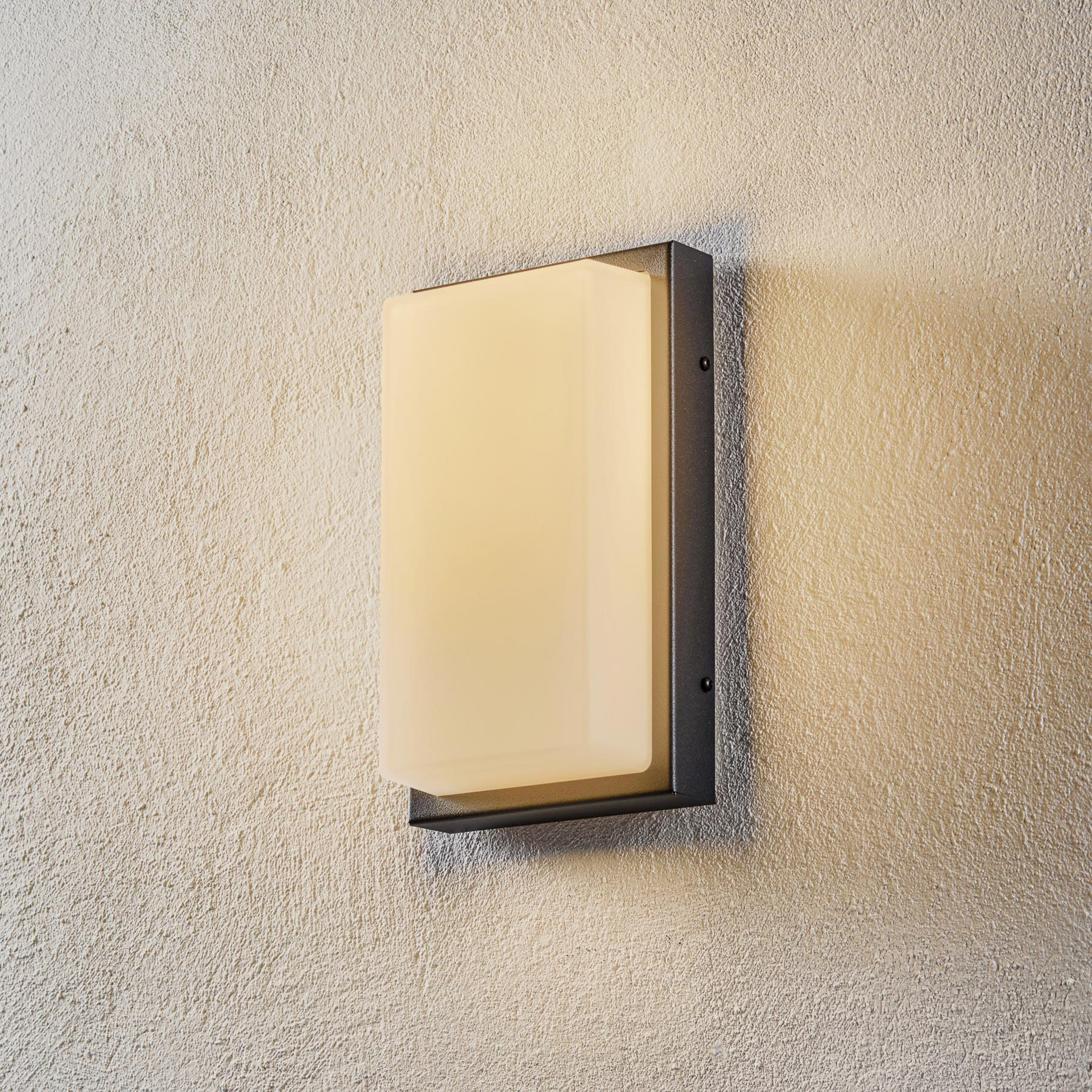 LED āra sienas lampa Babett, nerūsējošais tērauds, stikls, sensors