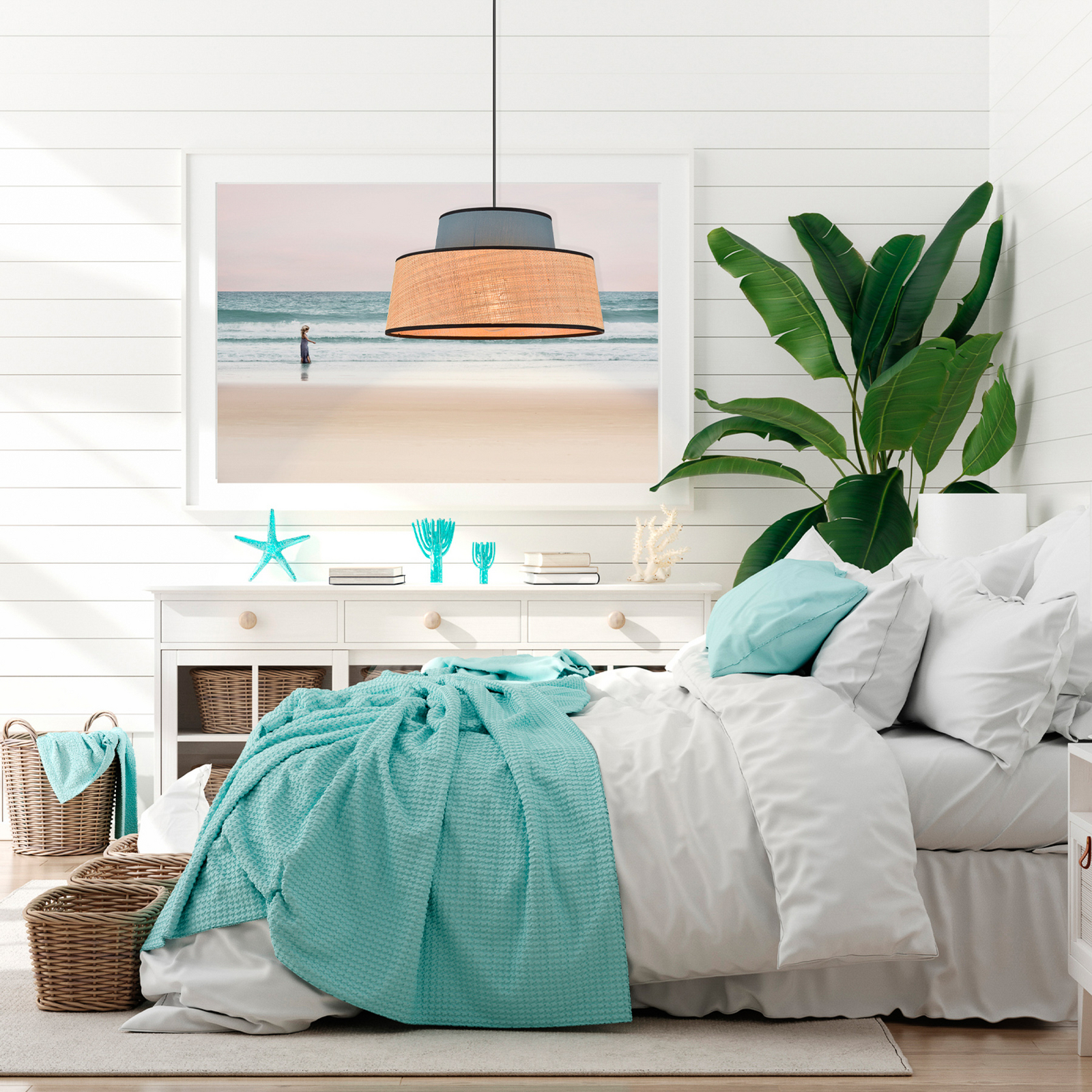 Lampa za vješanje Mallorca, benzinski/prirodni, Ø 38 cm - Corep SAS Lampa za vješanje Mallorca, benzinski/prirodni, Ø 38 cm - Corep SAS