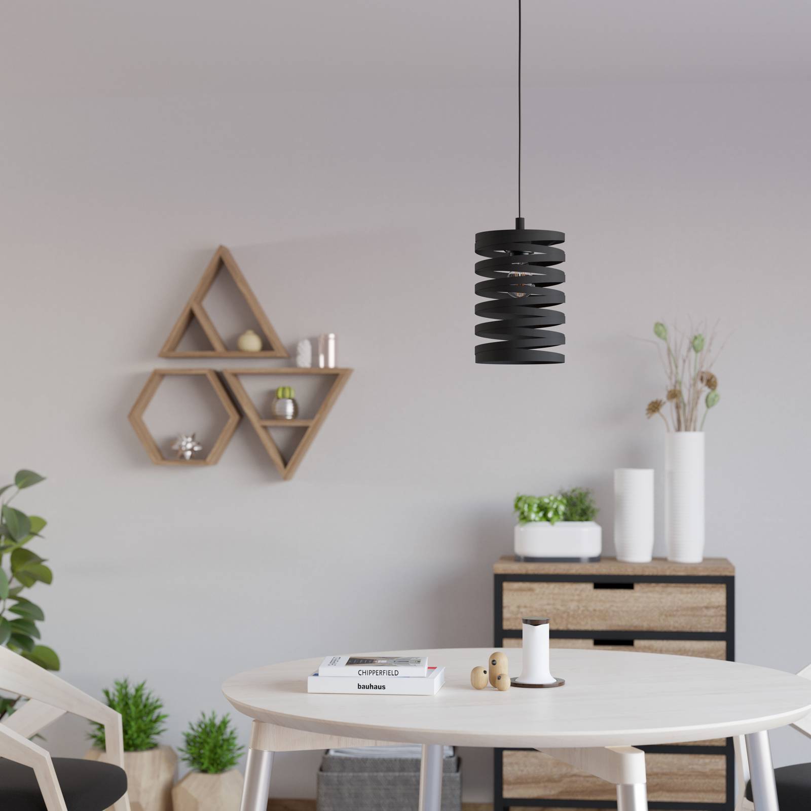 Lampa wisząca Cremella, Ø 18 cm, czarna, stalowa