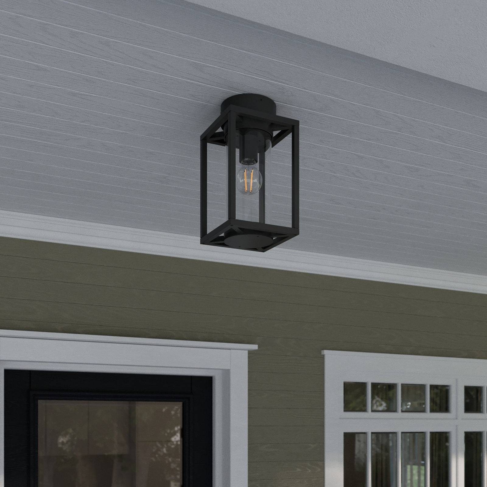 Lucande outdoor ceiling light Ferda, 29 cm, graphite grey, E27