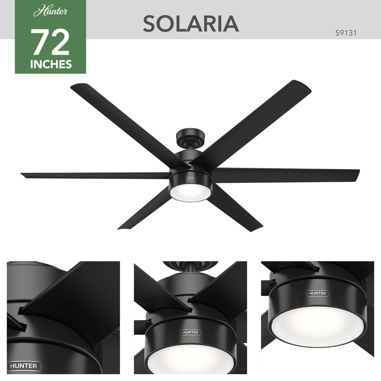 Hunter Solaria DC LED ceiling fan IP44 Ø 183
