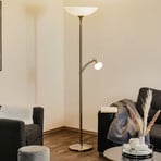 BANKAMP Opera uplighter floor lamp, reading arm, nickel