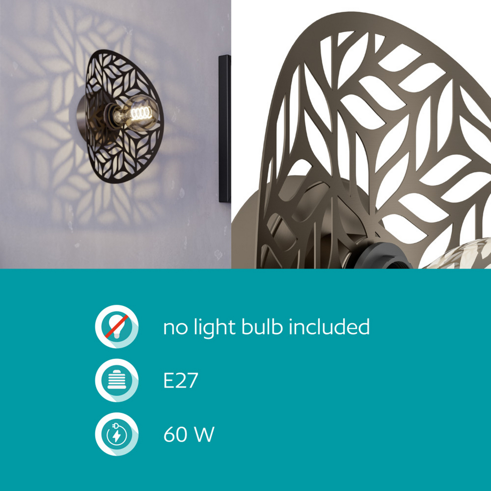 EGLO Wandleuchte SWABY, bronzefarben, Ø 30 cm, Metall, E27 EGLO Wandleuchte SWABY, bronzefarben, Ø 30 cm, Metall, E27