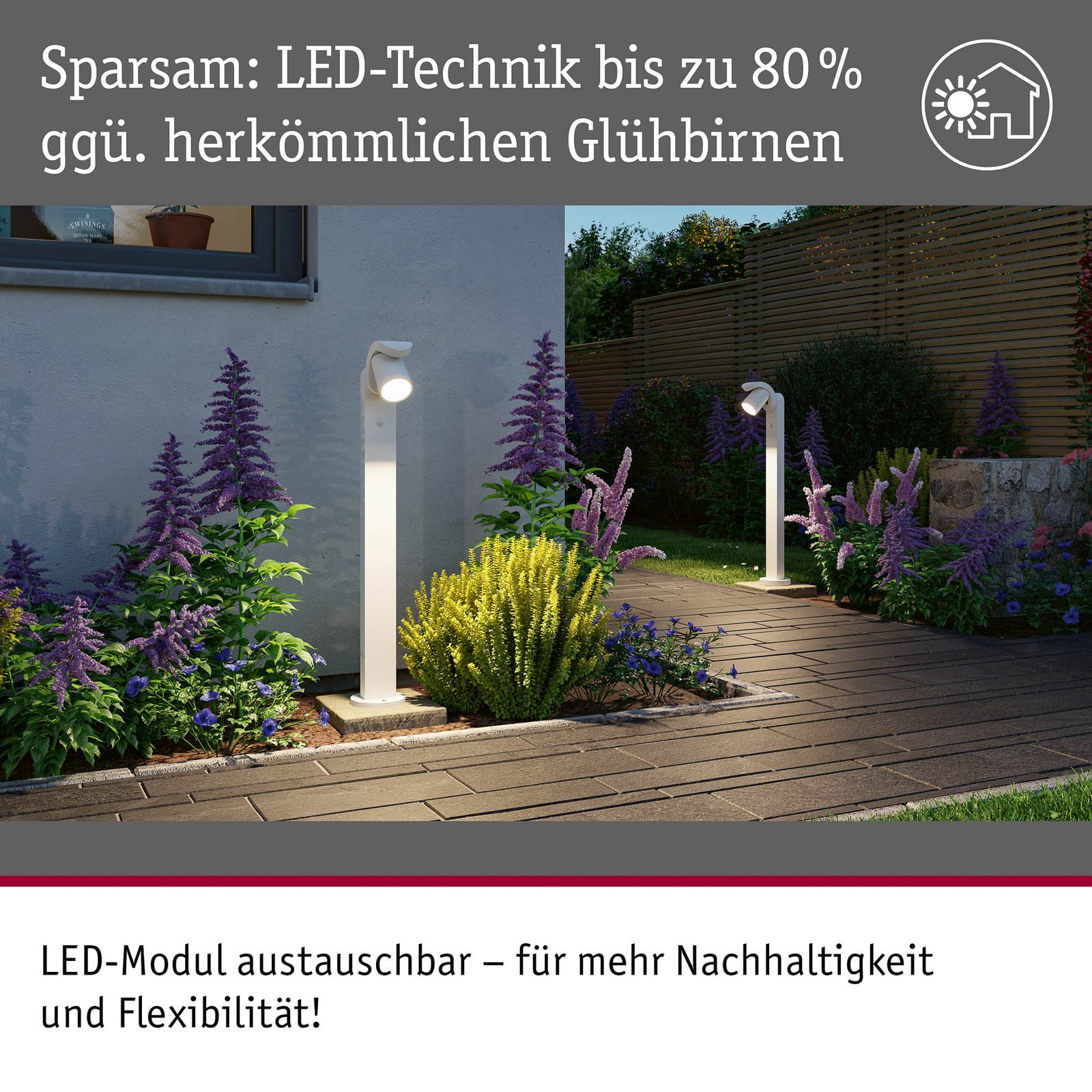Paulmann Luz LED para caminhos de circulação Algema, alumínio, sensor,