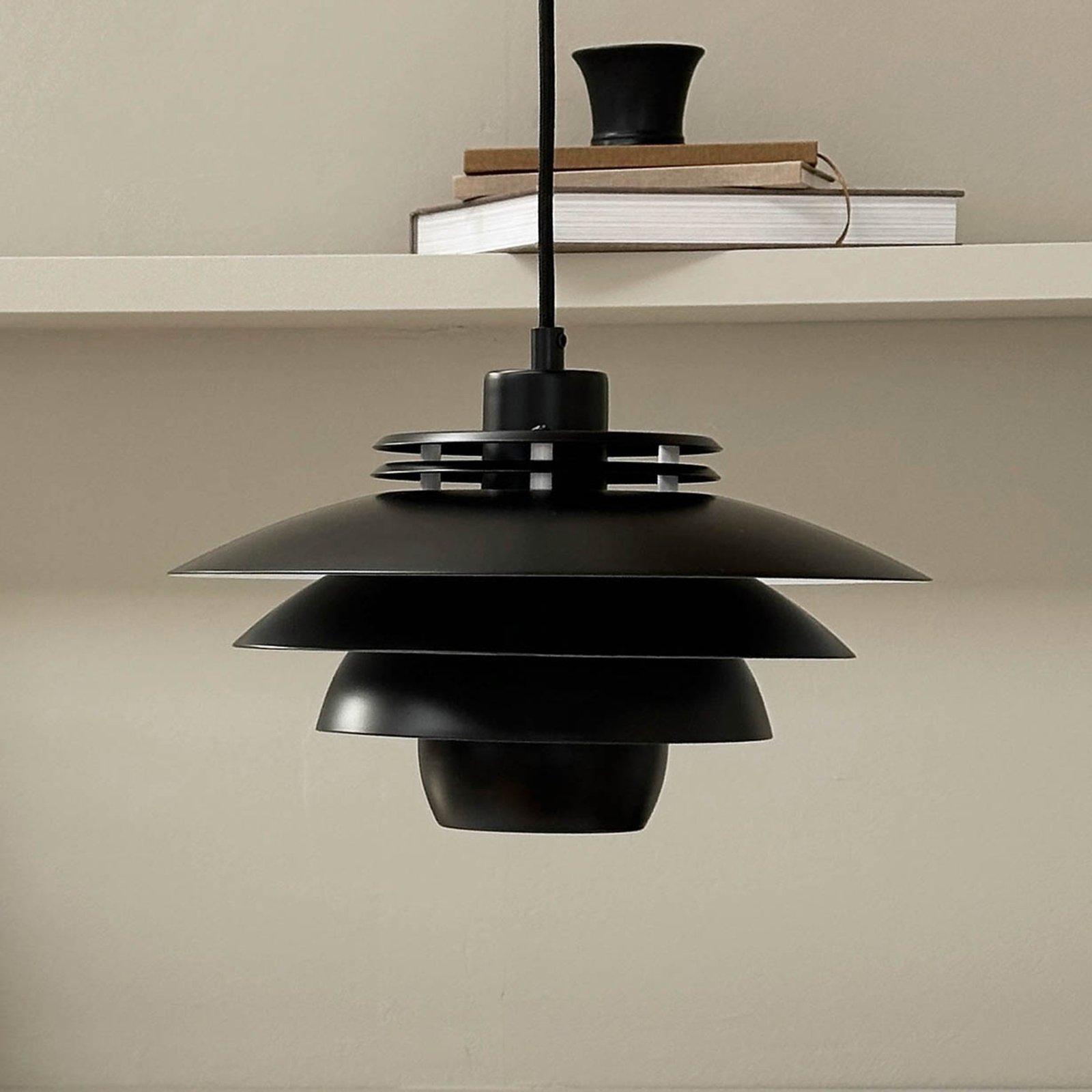 Dyberg Larsen hanging light Ejka mini, black, Ø 30 cm, metal