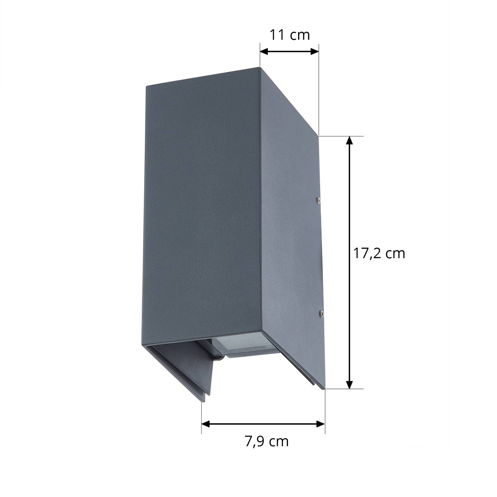 Lucande kinkiet LED Kimian, wysokość 17 cm, antracyt, IP54