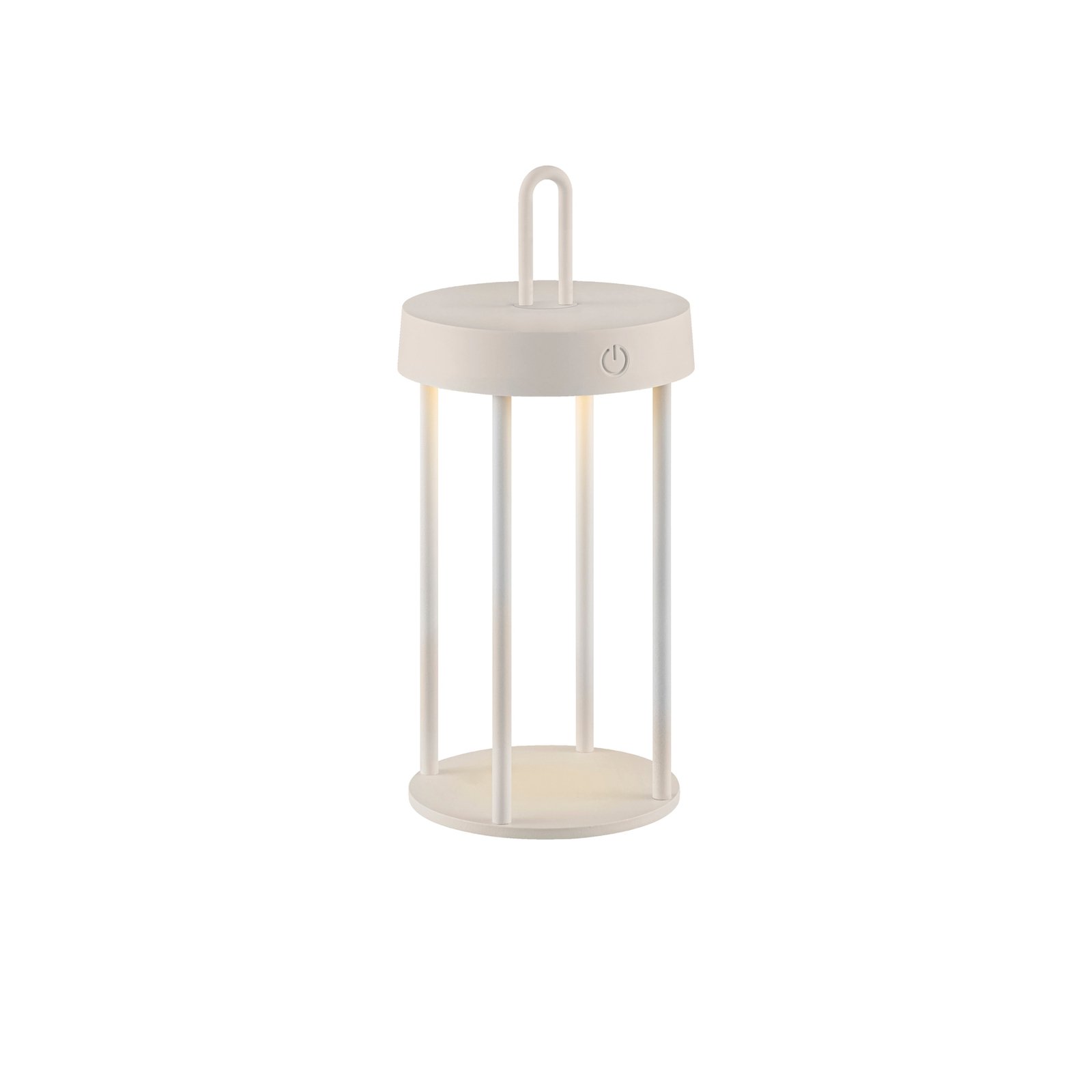 JUST LIGHT. Lámpara de mesa LED recargable Anselm gris-beige 28cm hierro