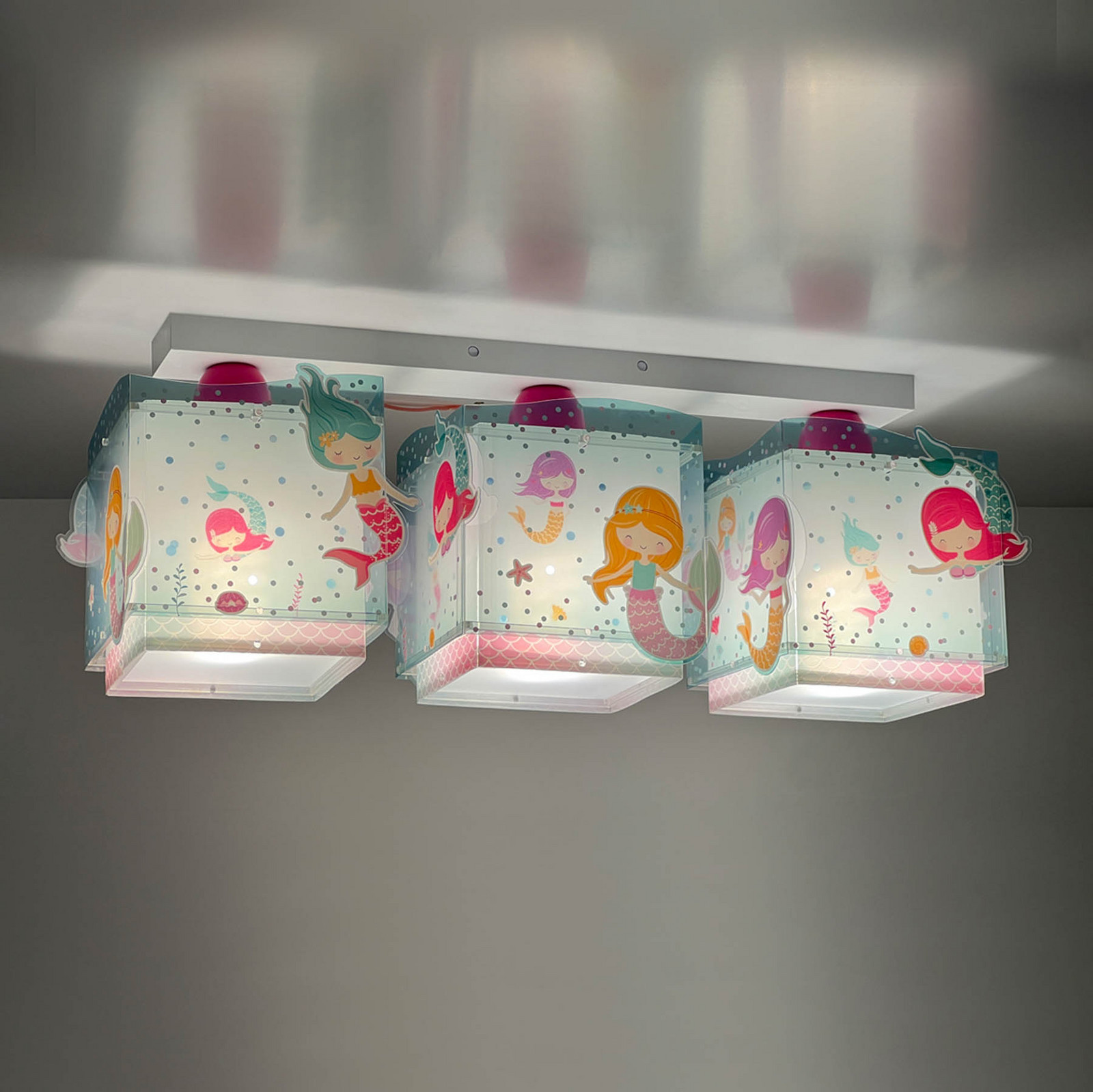 Dalber Mermaids plafonieră sirene trei surse - Camera copiilor - turcoaz roz - Plastic