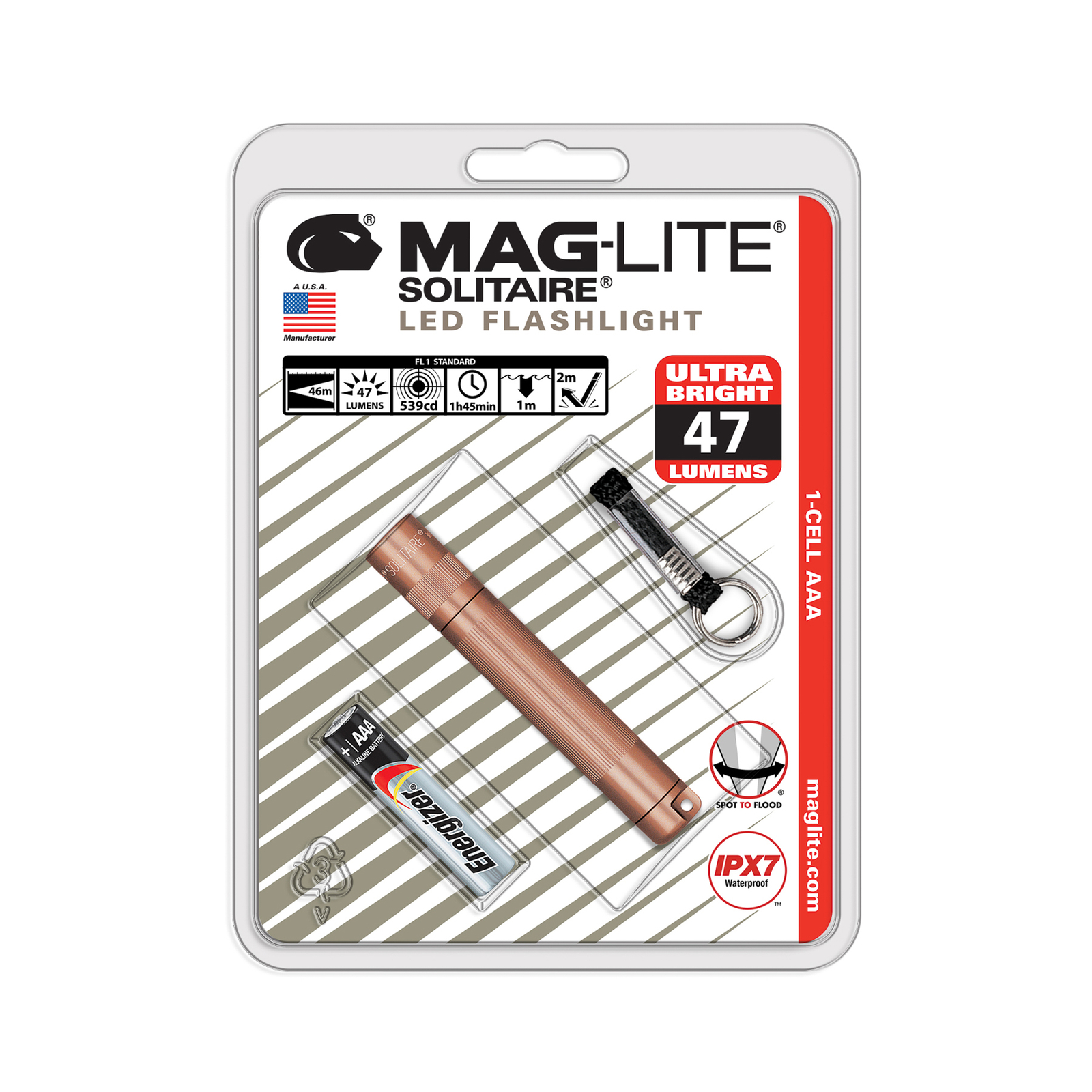 Maglite Linterna LED Solitaire, 1 Cell AAA, rosé