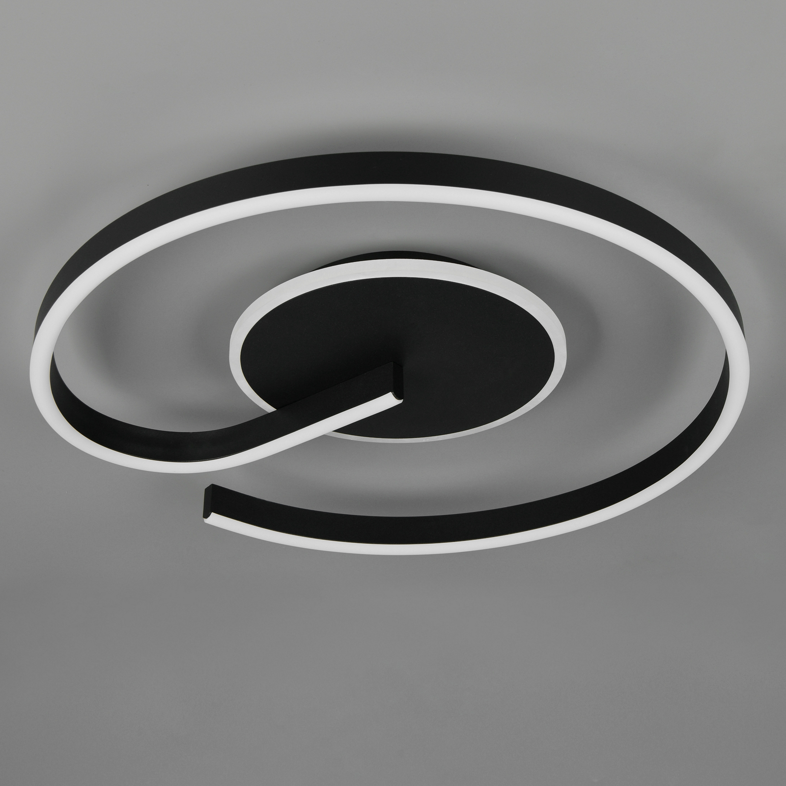 LED griestu lampa Calle, melna, Ø 50 cm, CCT, dimmerējama