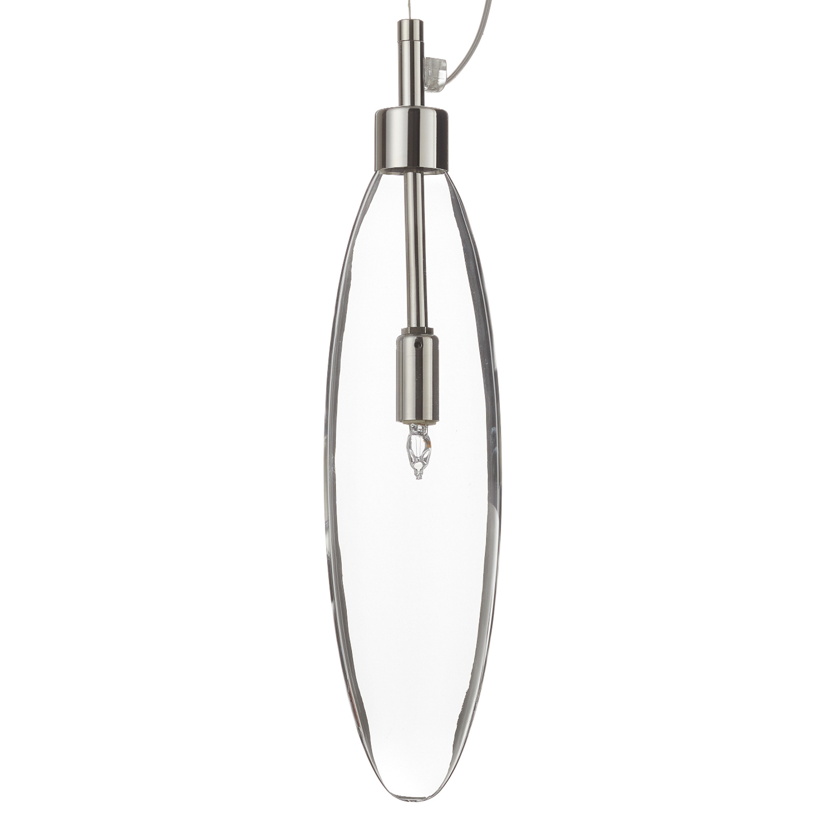 Mettallux One-bulb glass hanging light Flo, clear, for Living / Dining Room, metal, glass, G9, 40 W, energy efficiency: A++, H: 32 cm