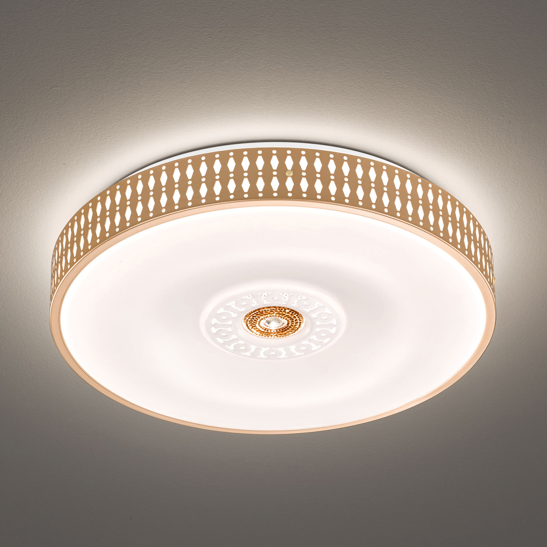 Fischer & Honsel Coso LED ceiling light, dimmable, Ø 40 cm, for Living / Dining Room, metal, acrylic, 22 W, energy efficiency: A+, H: 10.5 cm