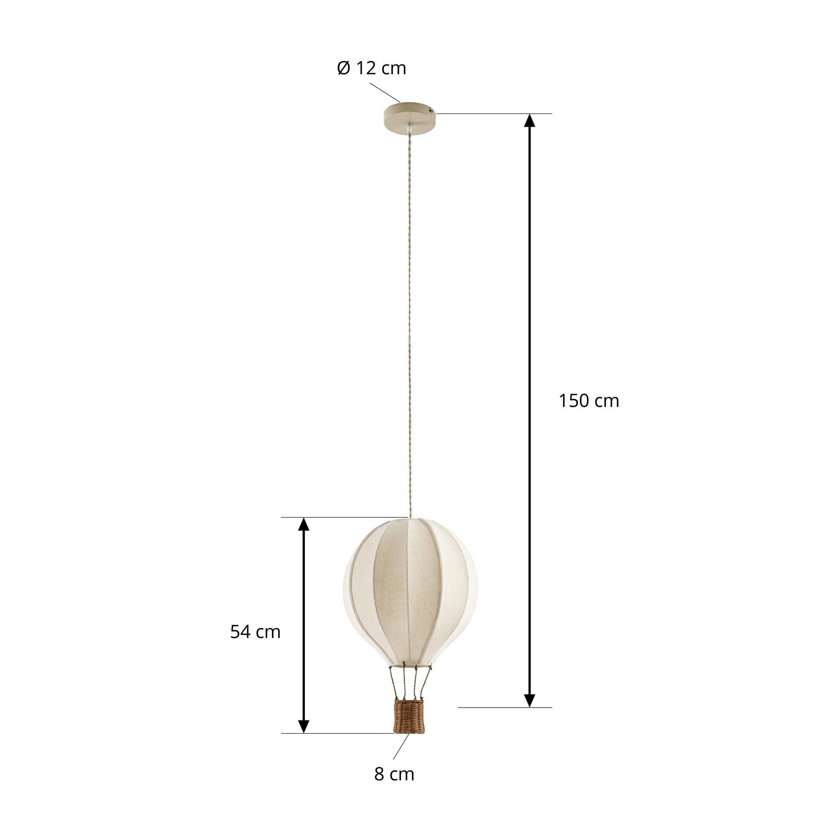 Lampa wisząca dziecięca Lindby Aeris, beżowa, Ø35 cm, tkanina, E27