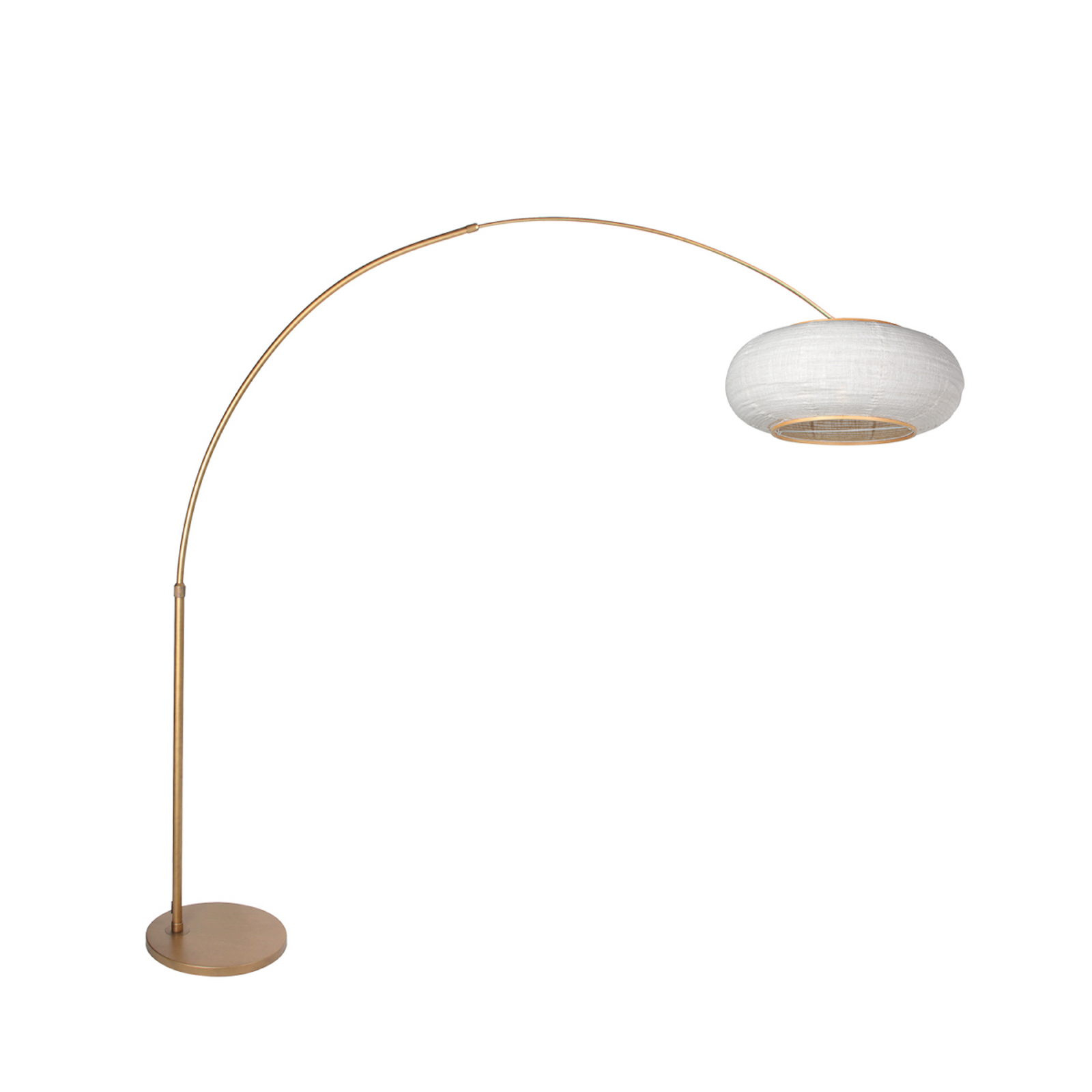 Stojacia lampa Sparkled Light v tvare oblúka, bronzová/sivá ľanová, 240 cm