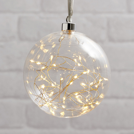 Glow LED-dekokugle af glas, Ø 15 cm