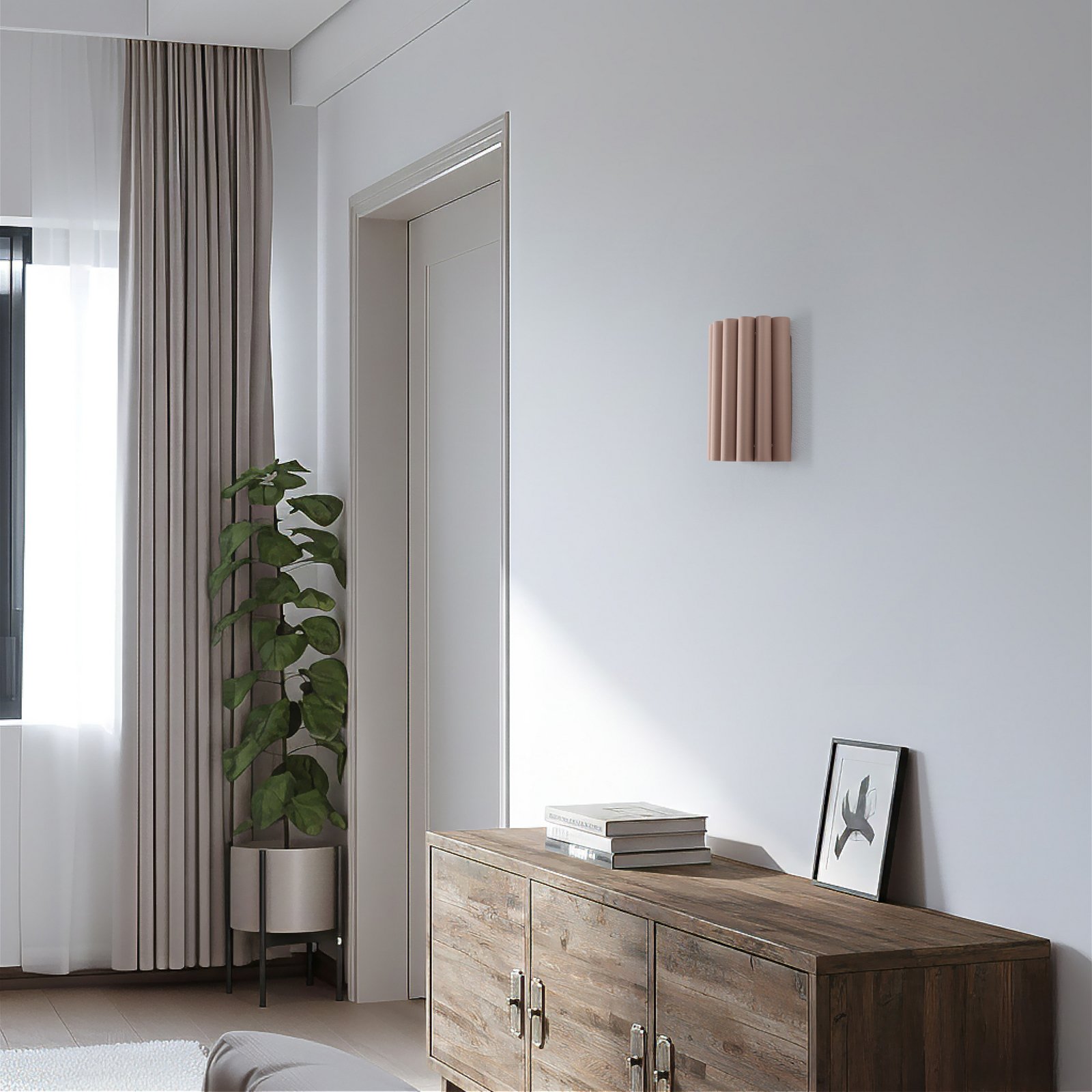 Aplique de pared Aria, capuchino, microfibra, E27