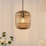 Lindby Canyana lampă suspendată, natural, rattan, Ø 22 cm