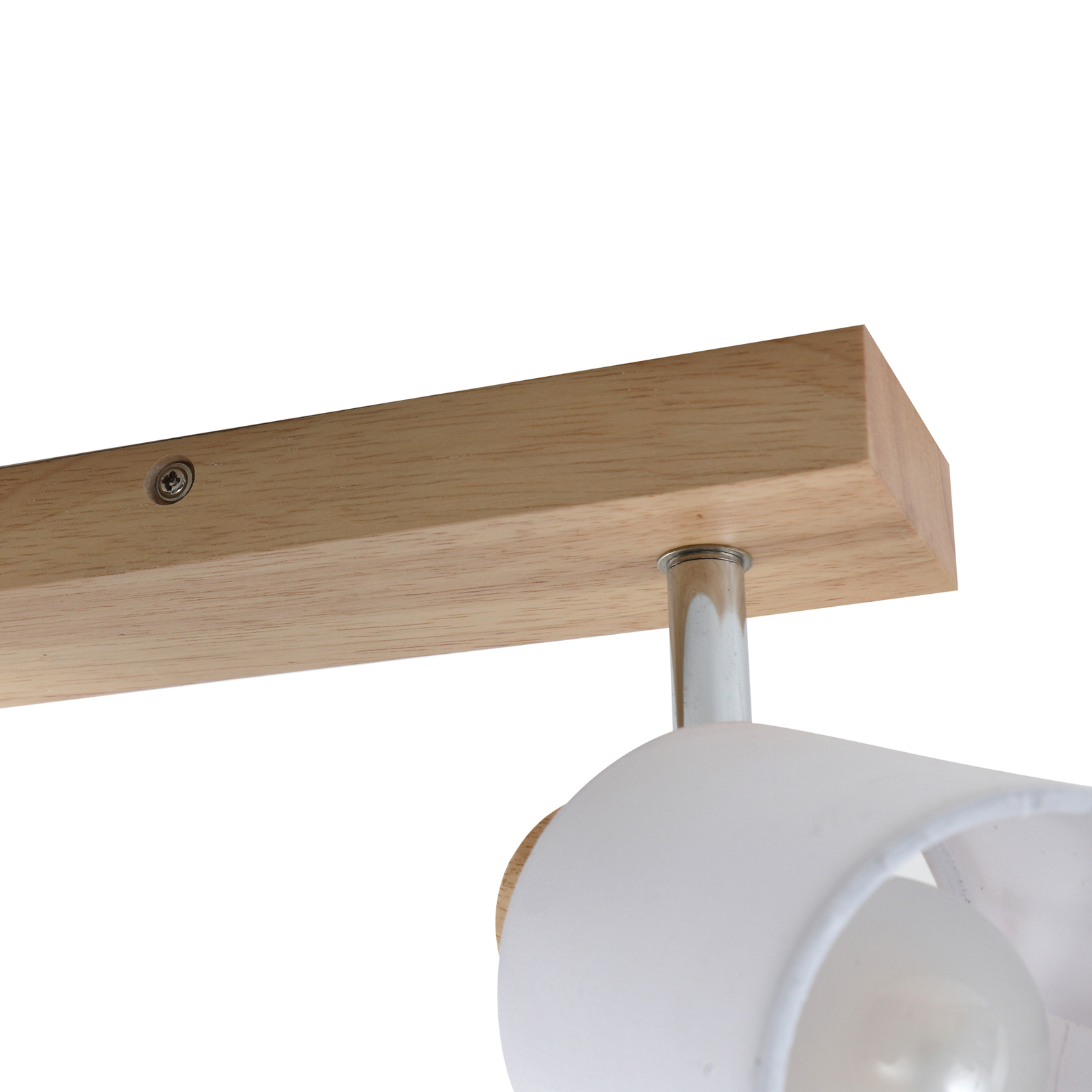 Stropné bodové svietidlo Lindby Wanessa, 2 svetlá, drevo, biela, E14