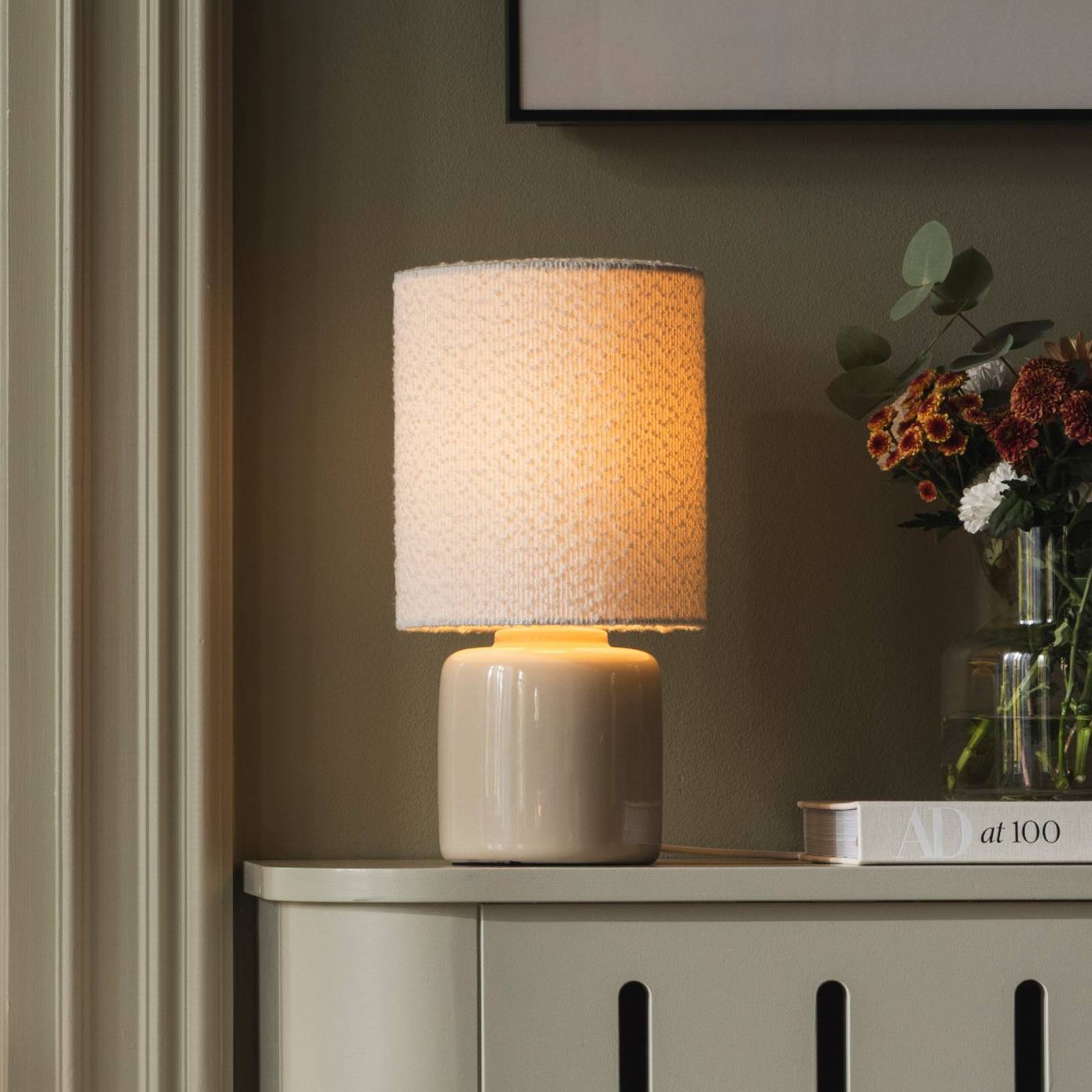 Lampe à poser Florian de Globen Lighting, blanc/beige, hauteur 39 cm