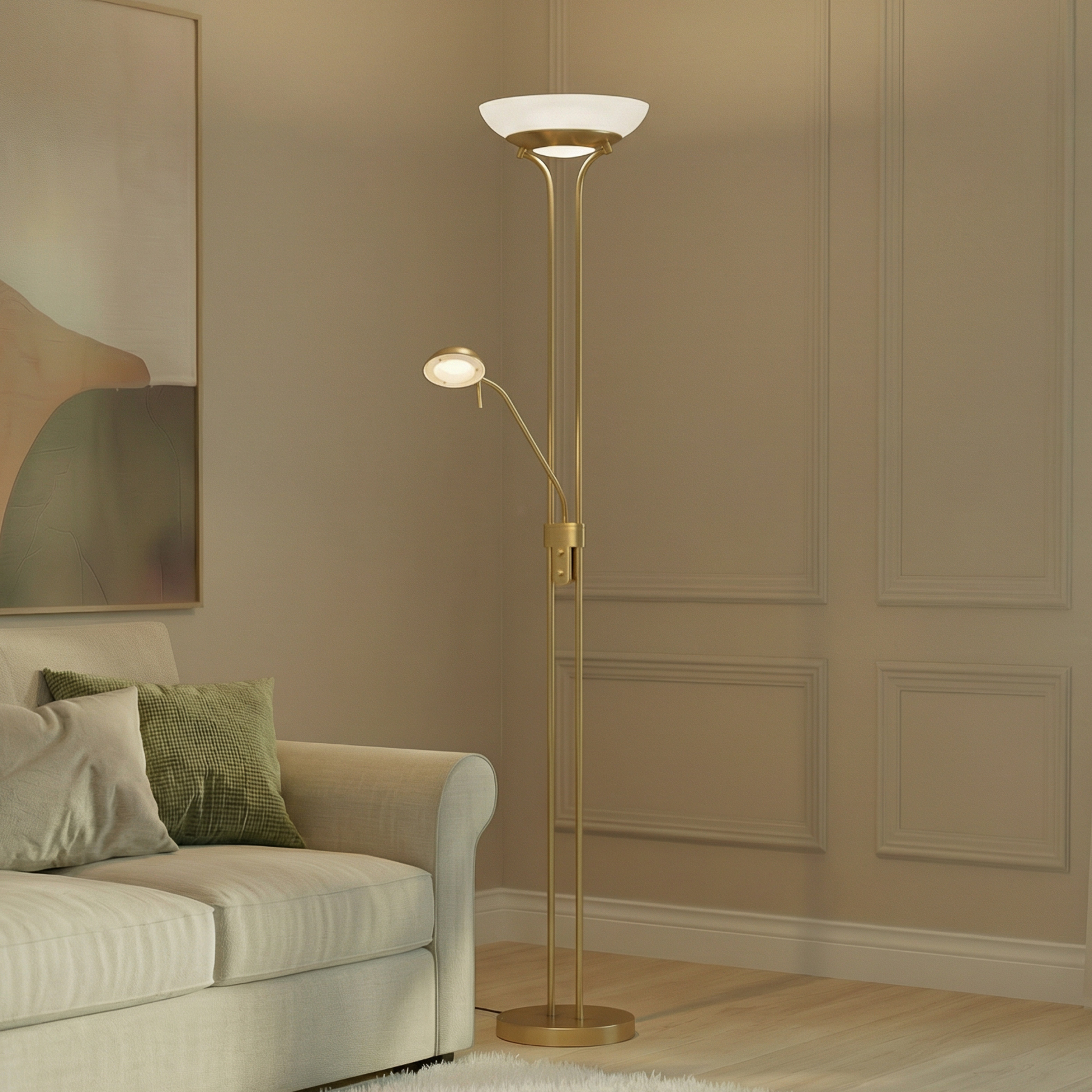 Yveta Candeeiro de Pé Brass/White - Lindby