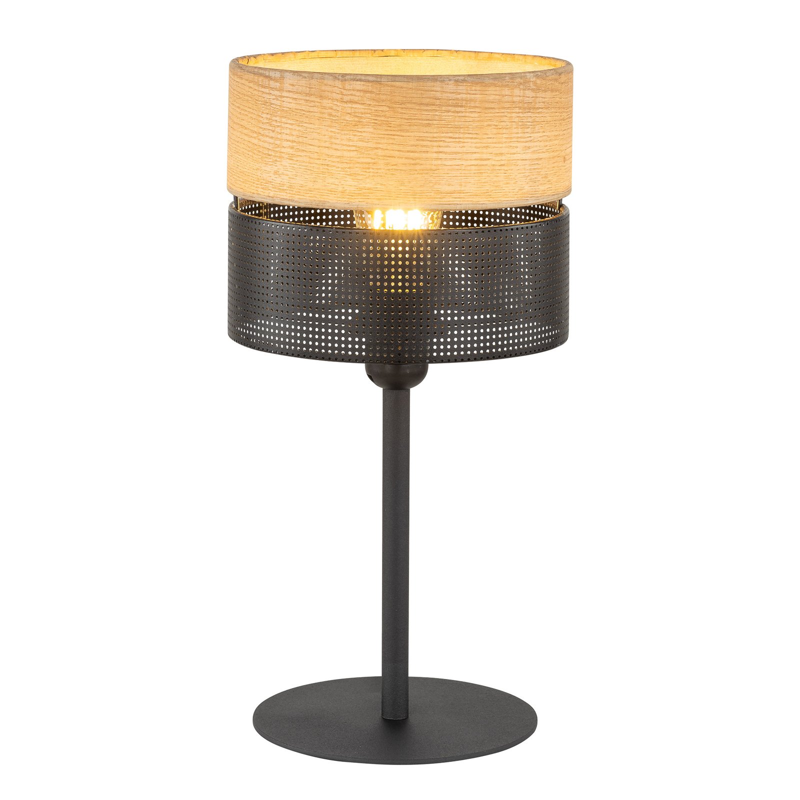 Настолна лампа Nicol, черна, дървена визия, височина 45 cm, 1 x E27