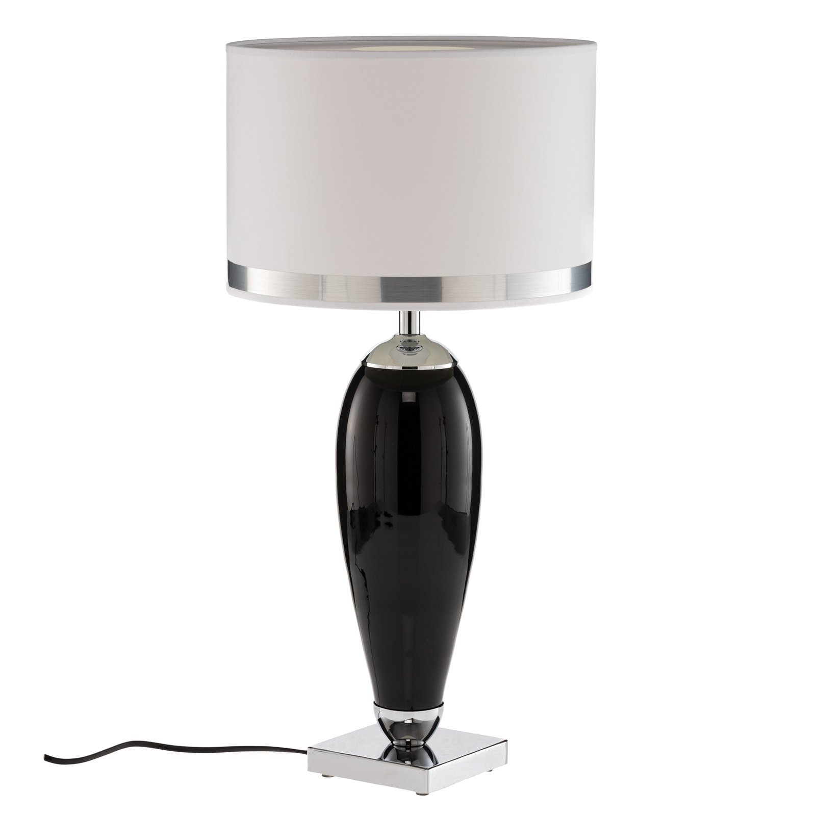 Bordlampe Lund i hvit og svart, høyde 60 cm