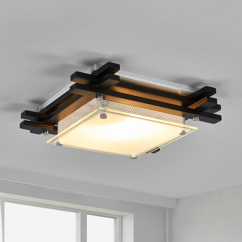 Plafón EDISON de madera oscura