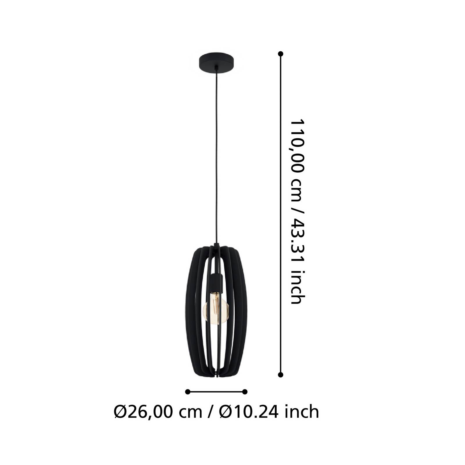 Lampa wisząca Bajazzara, klosz z jedną klatką, czarny