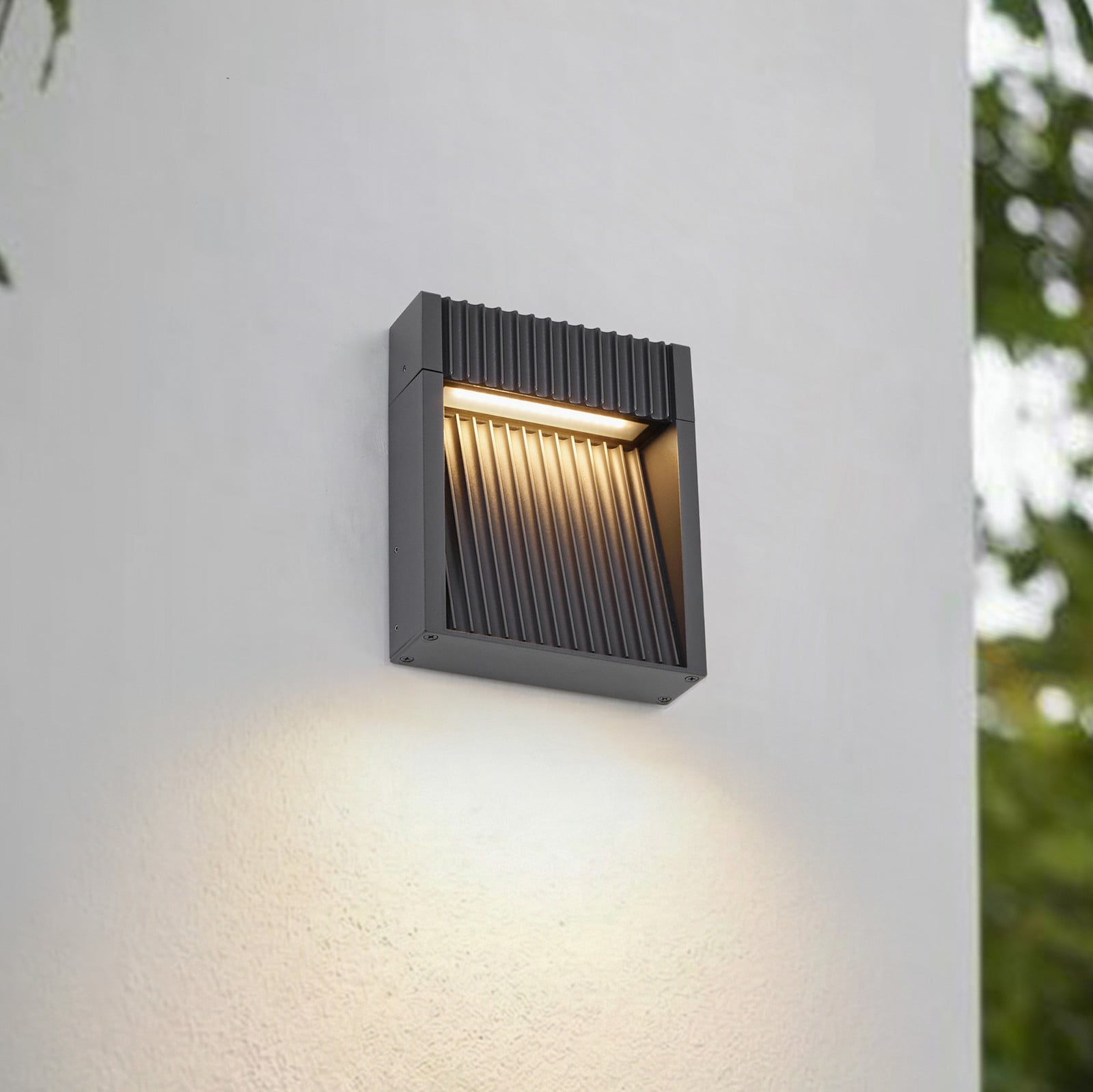 Tavion LED-Außenwandleuchte, anthrazit, IP65, 16 cm Lucande - Terrasse - Modern - Aluminium - Einflammig