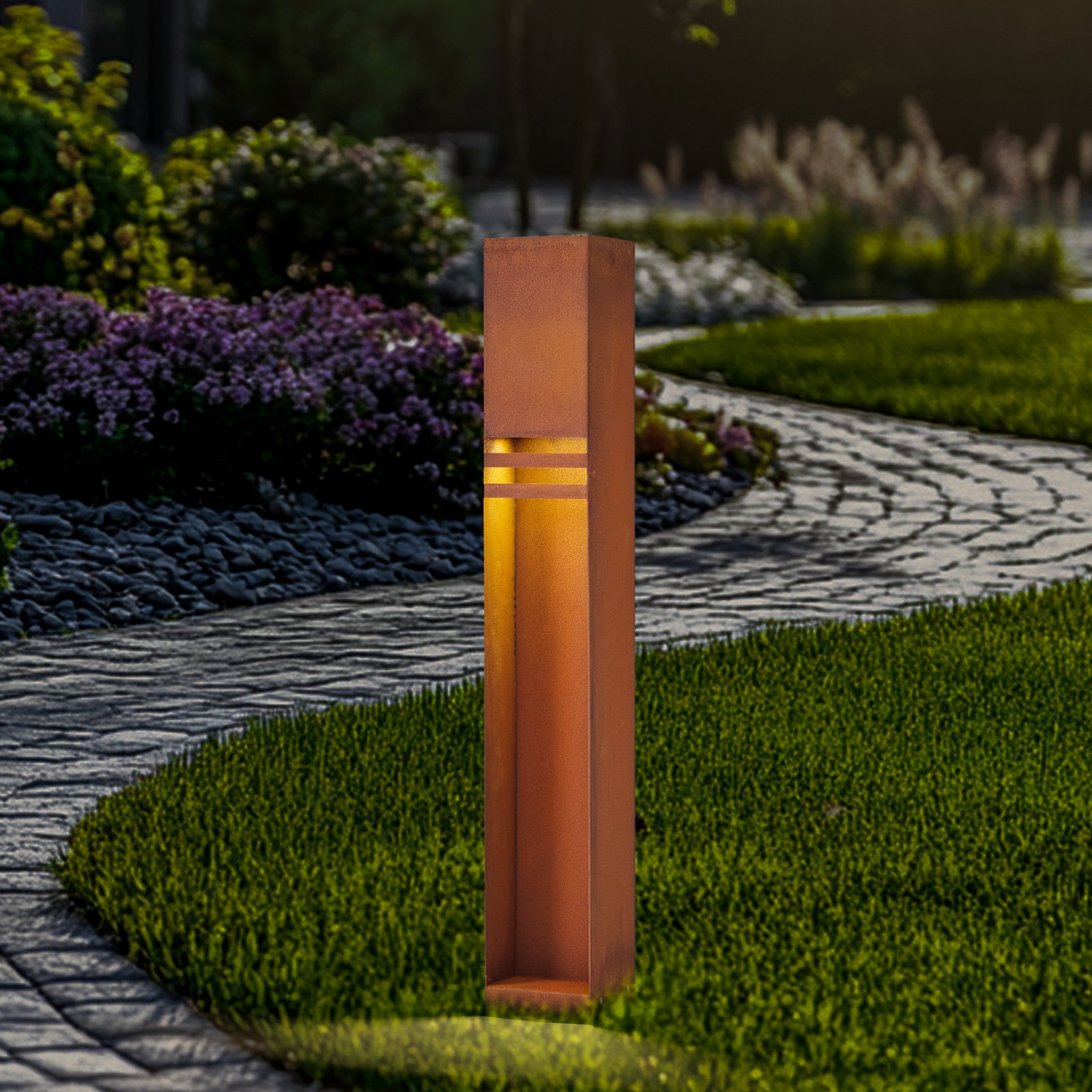 Lucande Bolardo luminoso LED Oxido, color óxido, acero corten