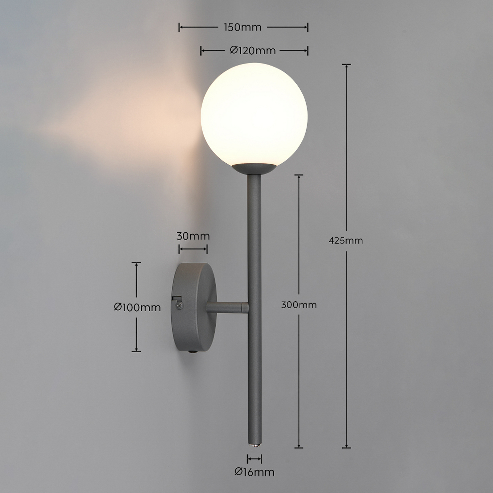 Aplică de perete Firano, antracit, înălțime 42 cm, metal Aplică de perete Firano, antracit, înălțime 42 cm, metal