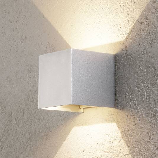 Applique d’extérieur LED Cube up/down 10 cm alu | Luminaire.fr