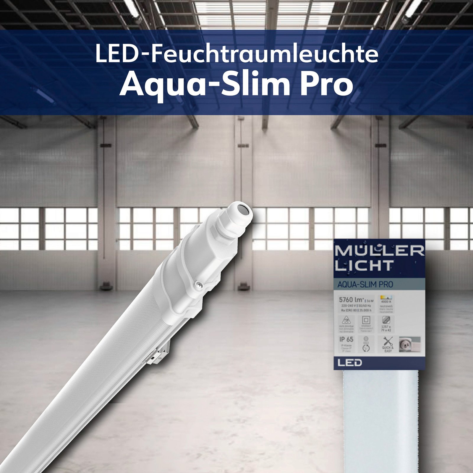 Aquaslim LED-es diffúzor lámpa, 127 cm hosszú, IP65, műanyagból készült