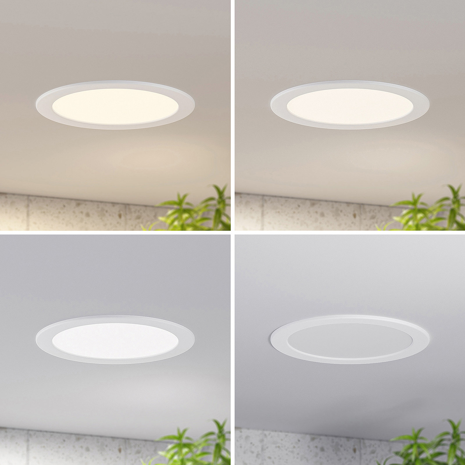 Prios LED recessed light Cadance, white, 24 cm ,10 pcs, dimmable