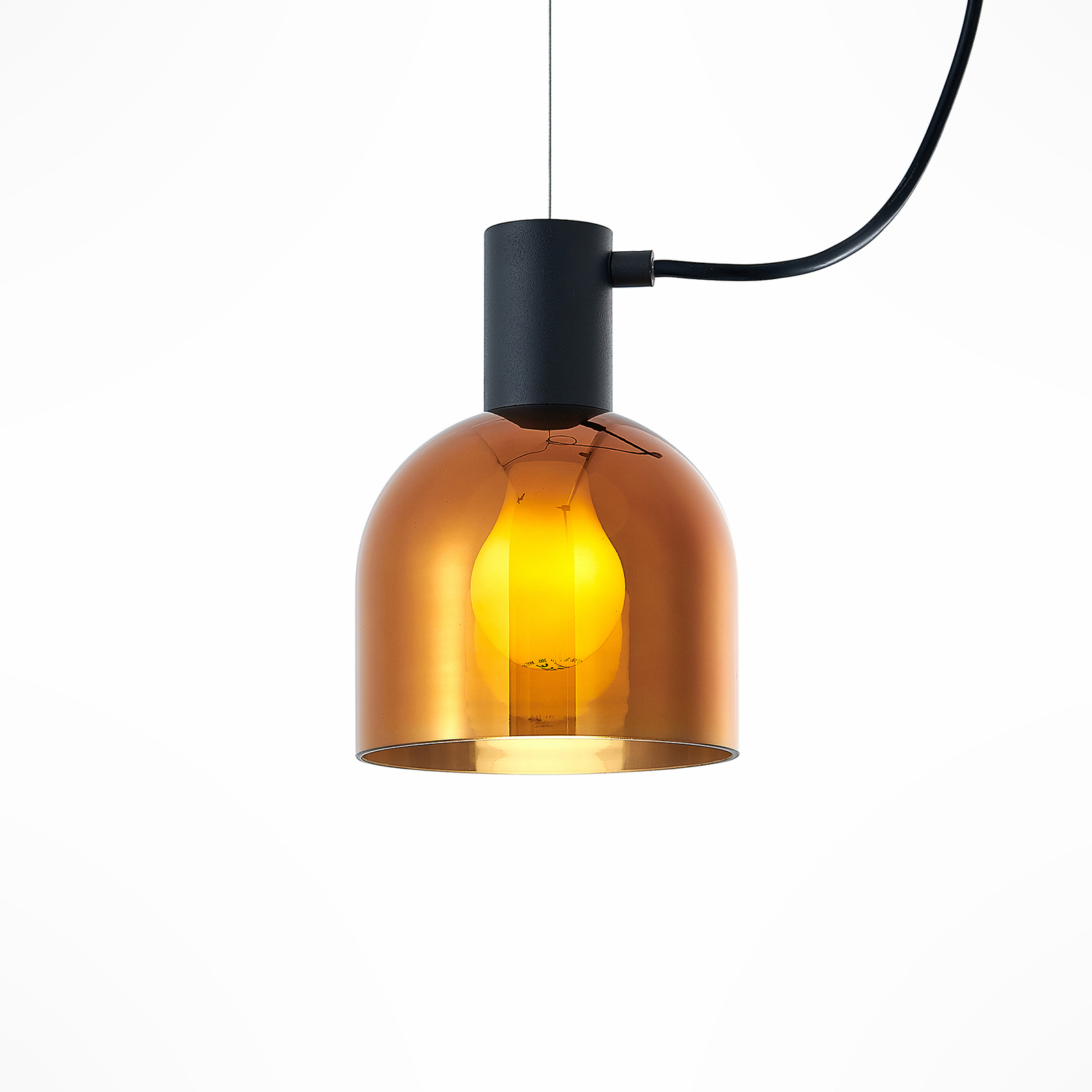 Lucande Serina hanging lamp, 3-bulb, glass copper