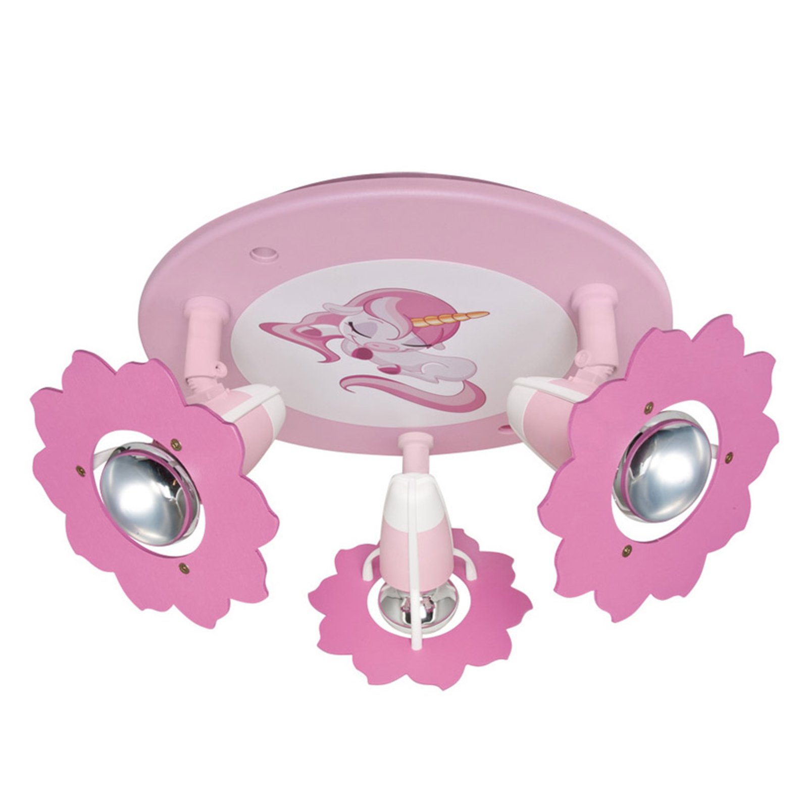 Pferdekaemper 3-bulb Unicorn circular ceiling spot - adjustable, for Children's Room, wood, metal, E14, 40 W, energy efficiency: A++, H: 19 cm
