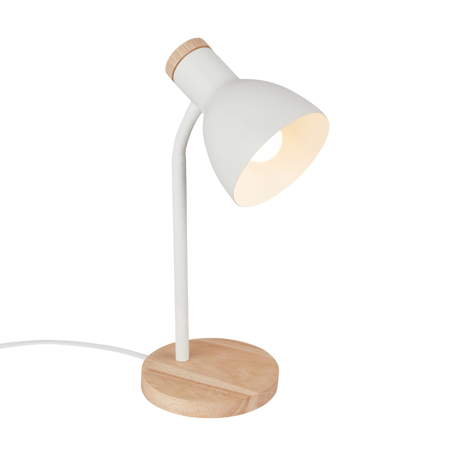 Lampe à poser Prep, blanche, métal, bois, E14