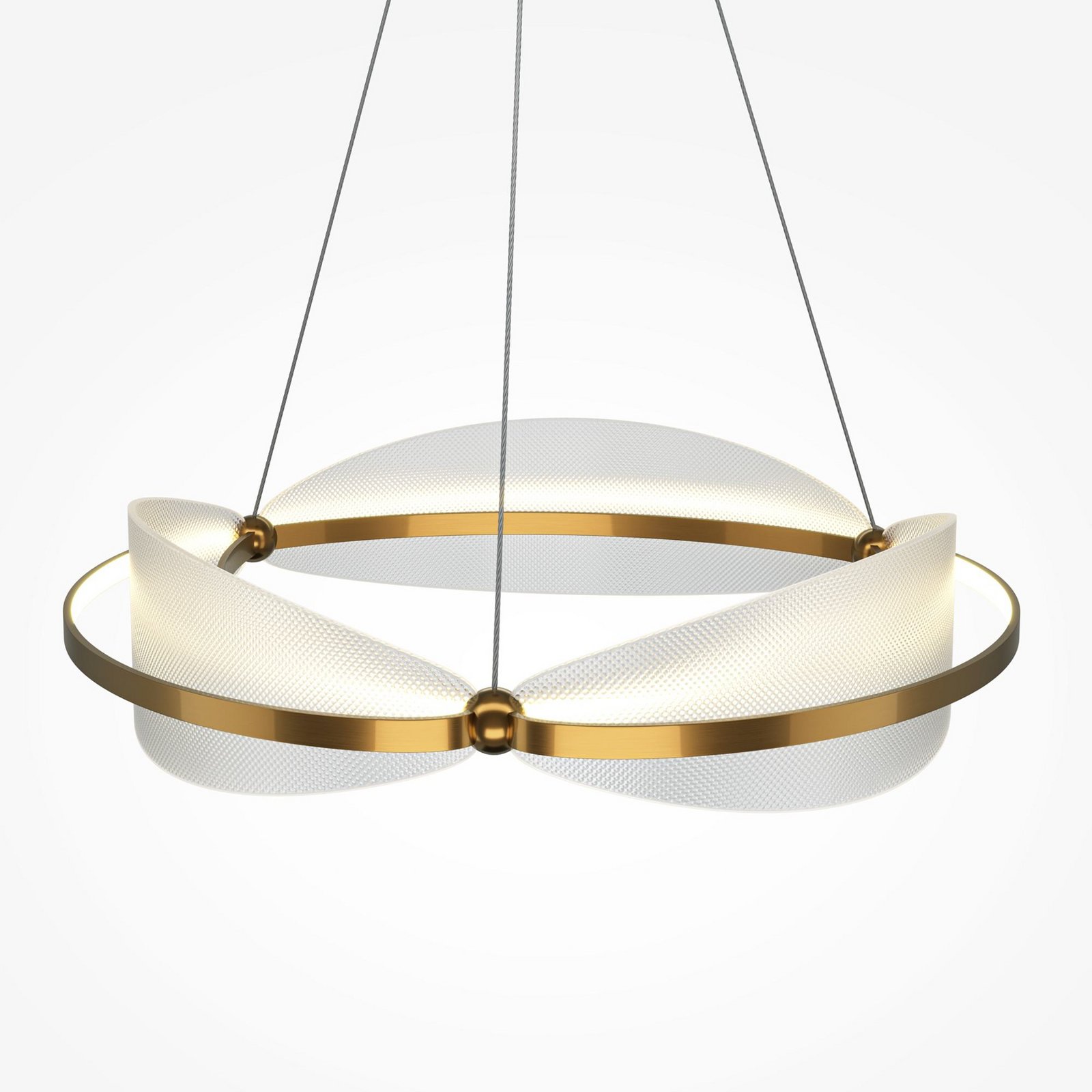 Maytoni, suspension LED Breeze, Ø 60 cm, laiton/transparent, acrylique