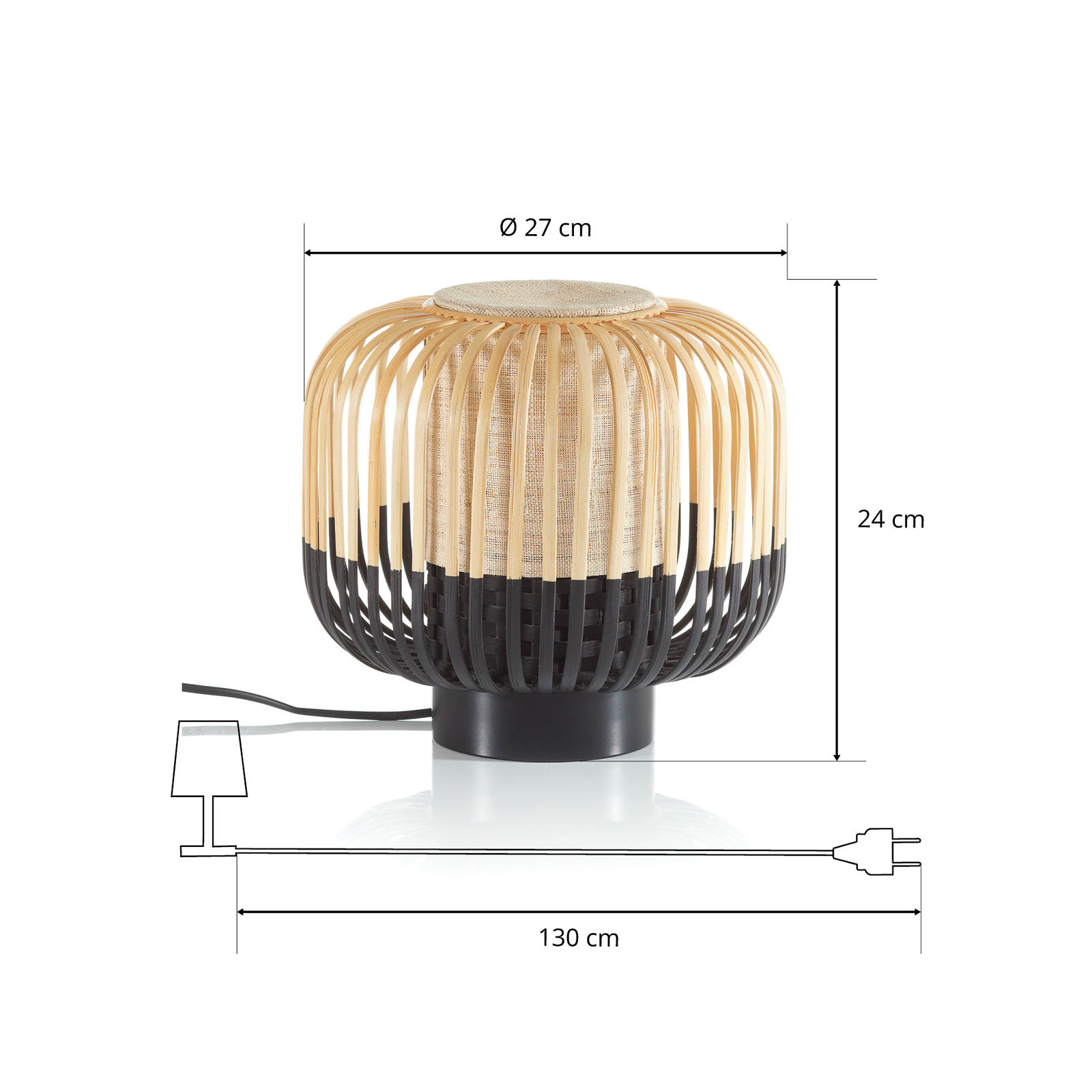 Forestier Bamboo Light S stolní lampa 24 cm černá