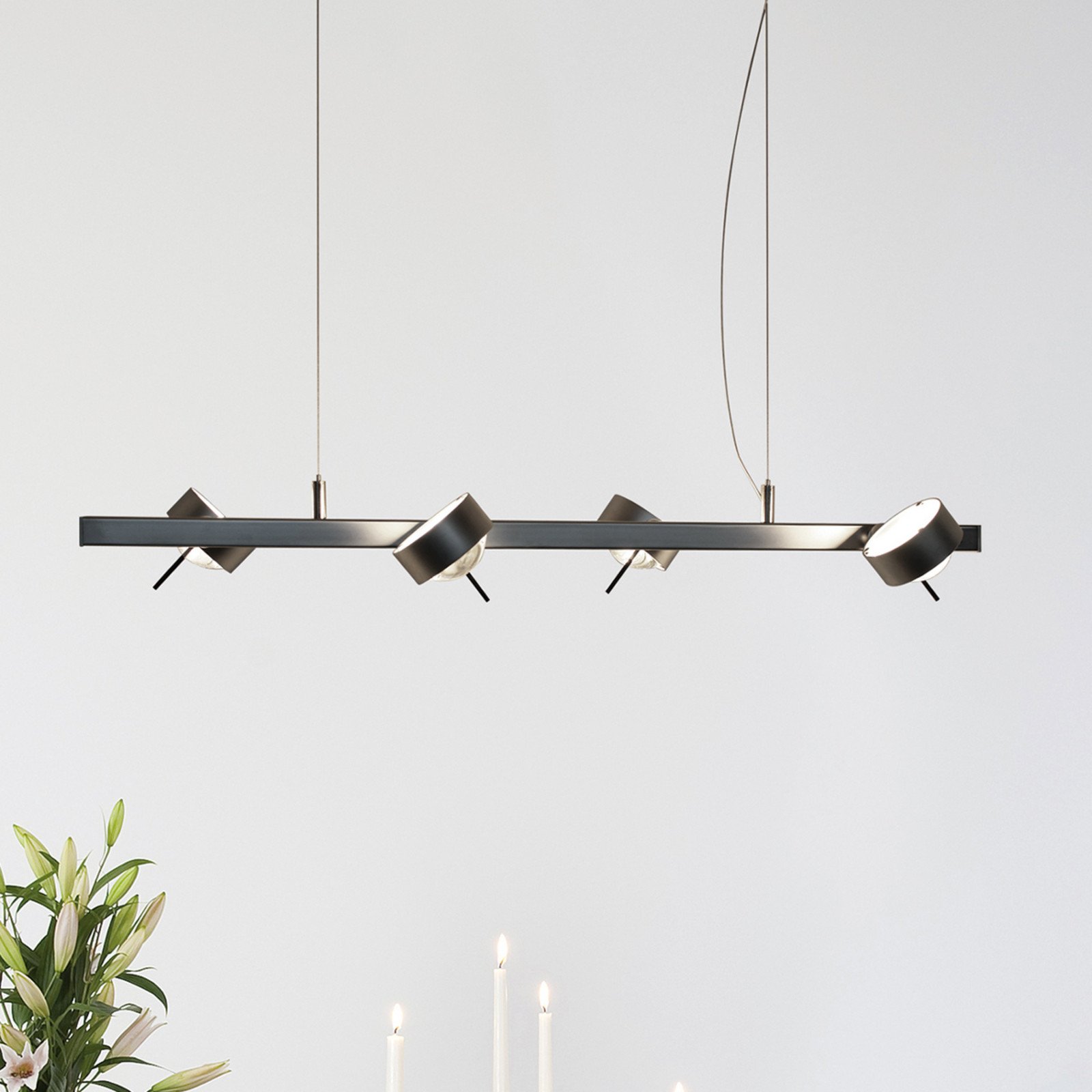 Top Light PUK QUARTETT lampă suspendată crom mat - Camera de zi / sufragerie - design - transparent alb mat - Metal