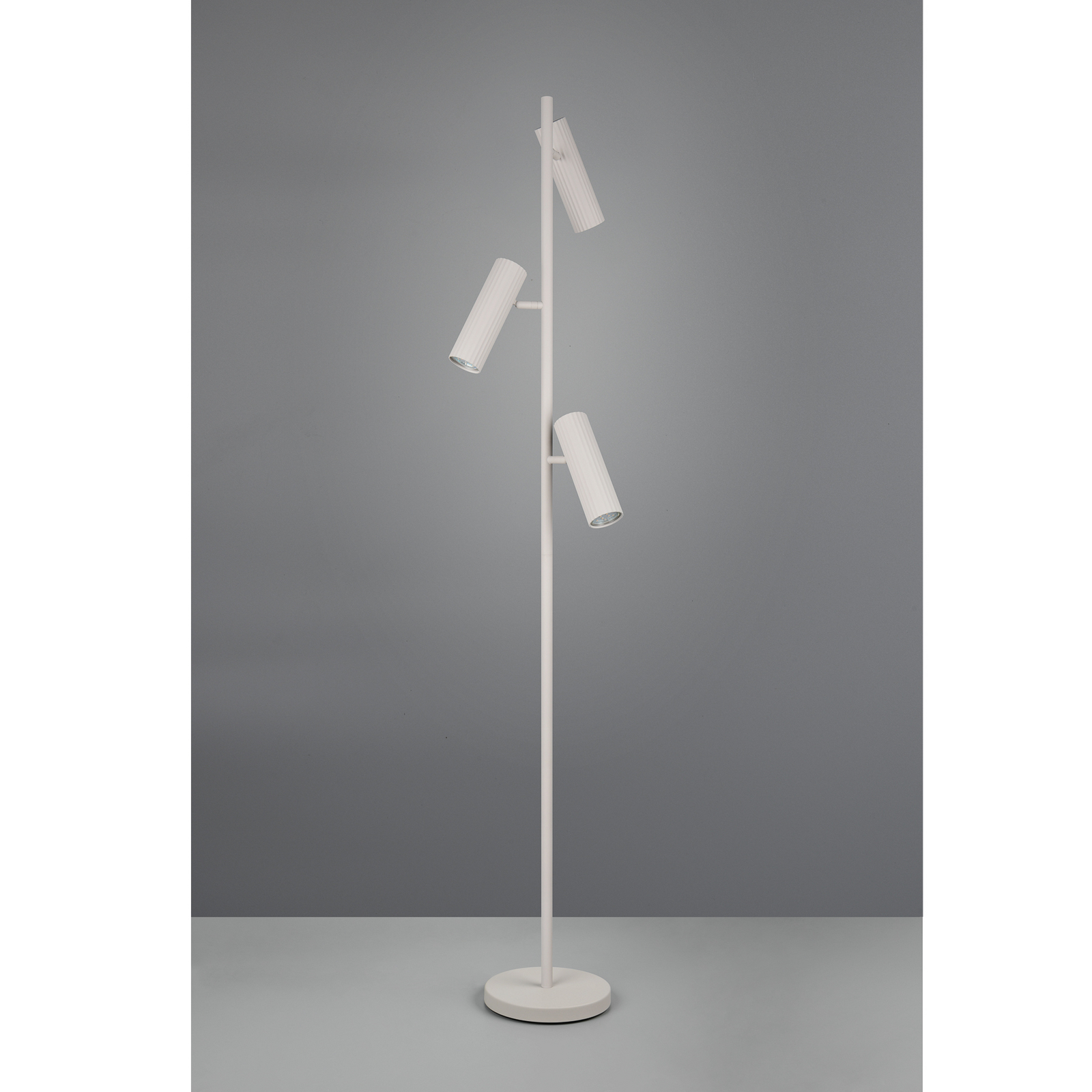 Vloerlamp Soka, lichtgrijs, hoogte 150 cm, metaal, 3-lamps. Vloerlamp Soka, lichtgrijs, hoogte 150 cm, metaal, 3-lamps.