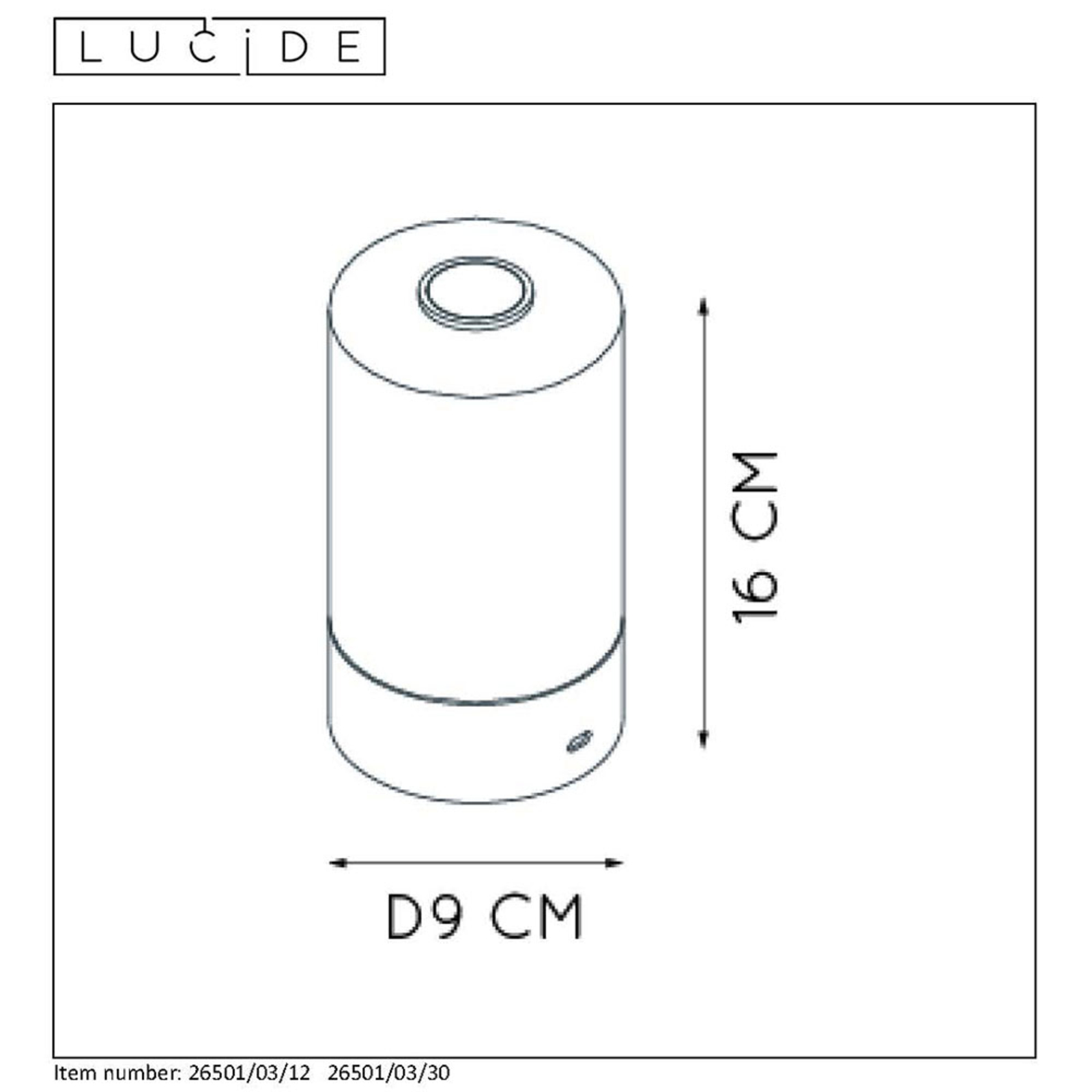 Lampe à poser Tribun avec accumulateur et variateur d'intensité variable