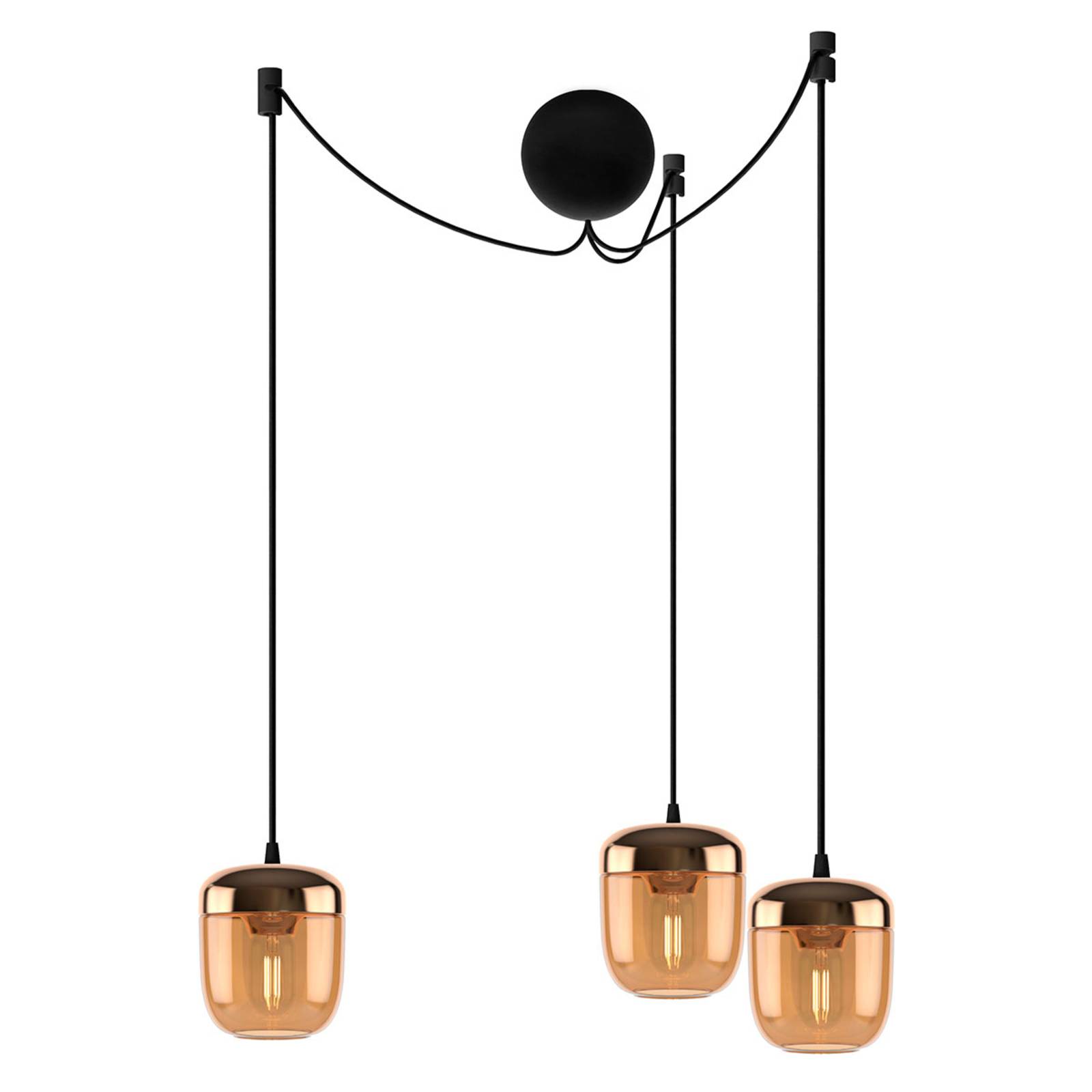 UMAGE Acorn suspension à 3 lampes ambre laiton