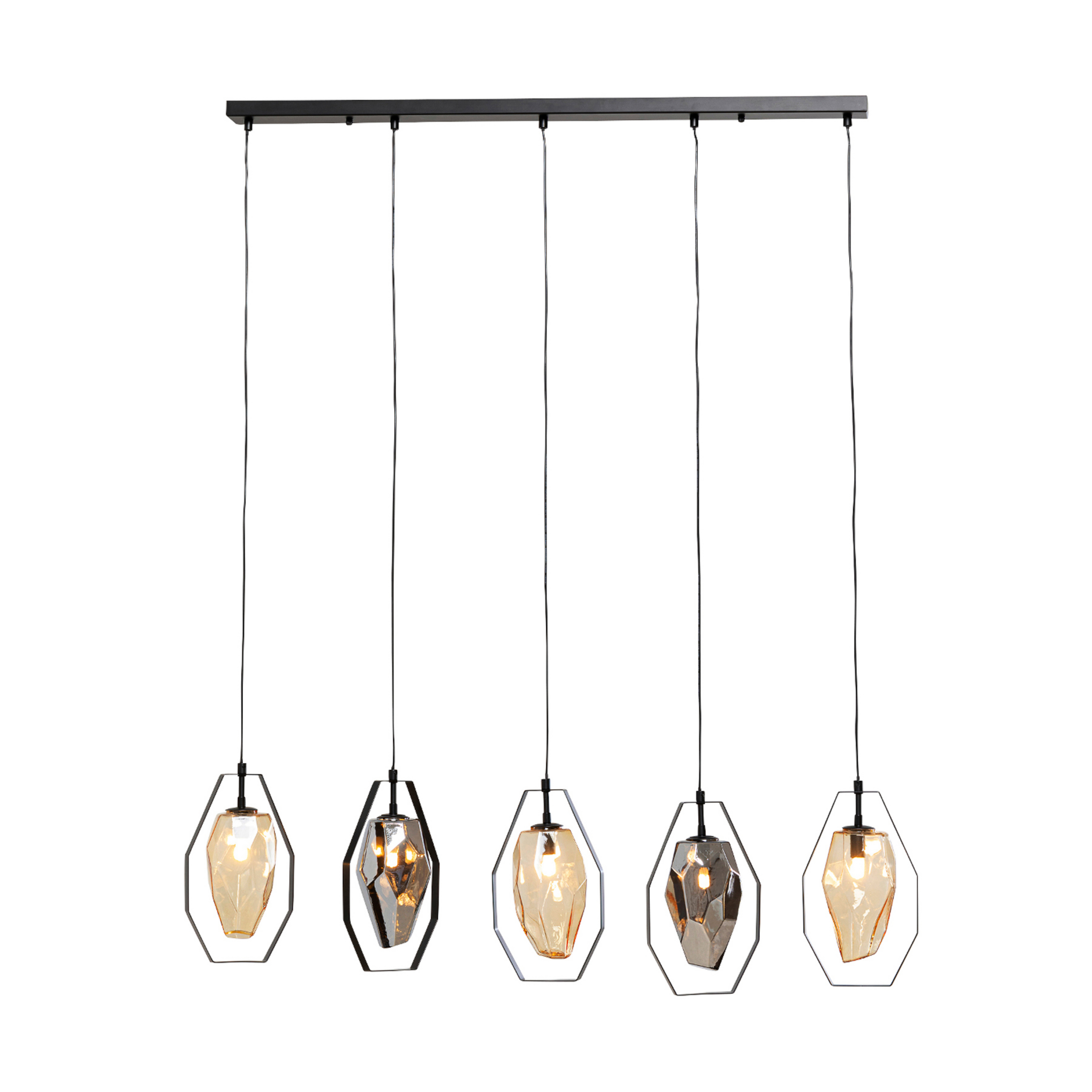 KARE Hängeleuchte Diamond Fever Dining schwarz 5-flg. linear
