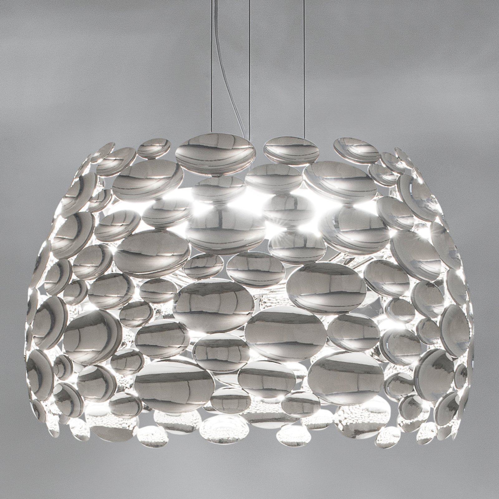 Nickelfärgad LED-hänglampa Anish - Ø 63 cm