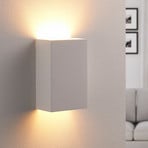 Aplique de pared Lindby Colja, angular, altura 16 cm, escayola, blanco