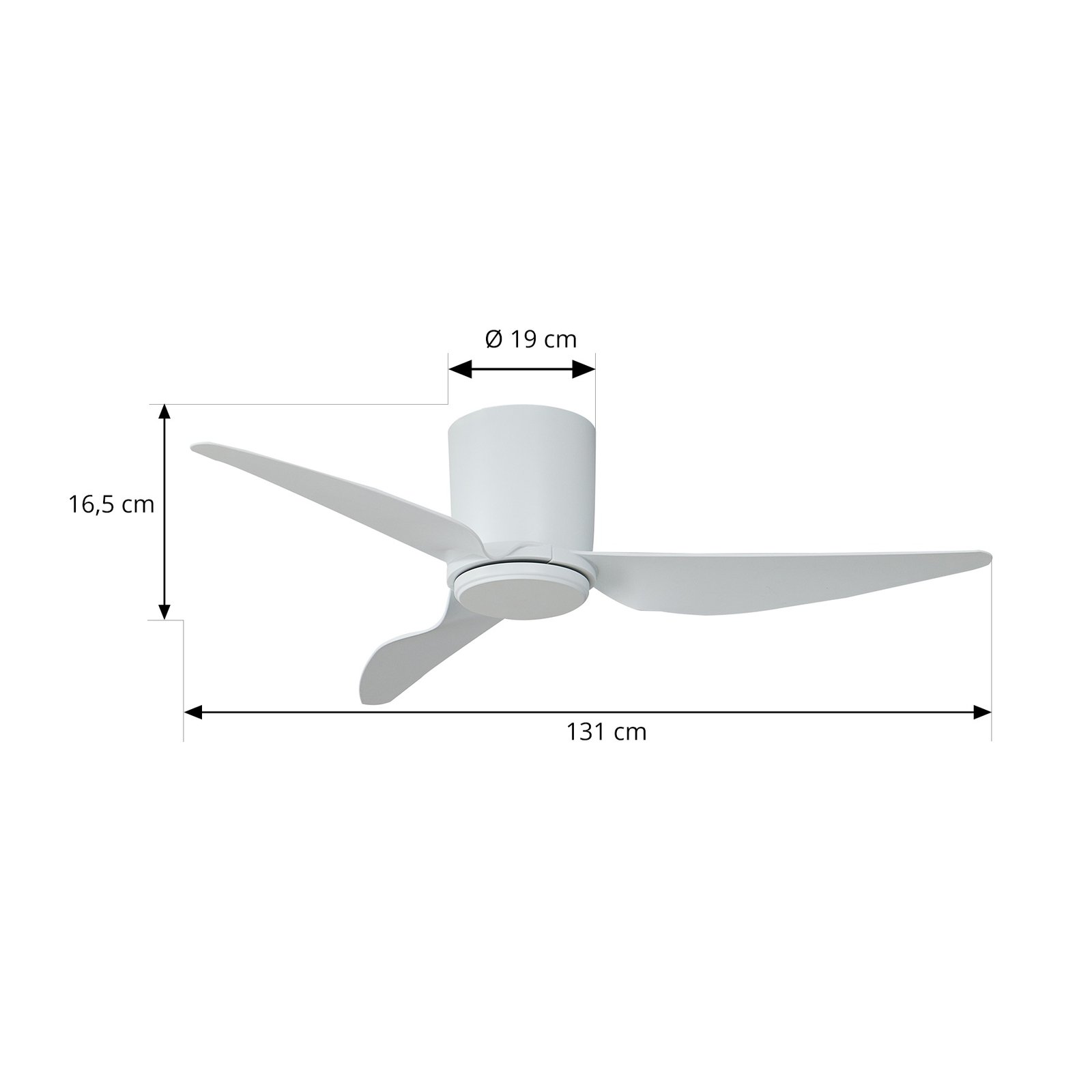 Plafondventilator Aulo, wit, DC, stil, Ø 123 cm