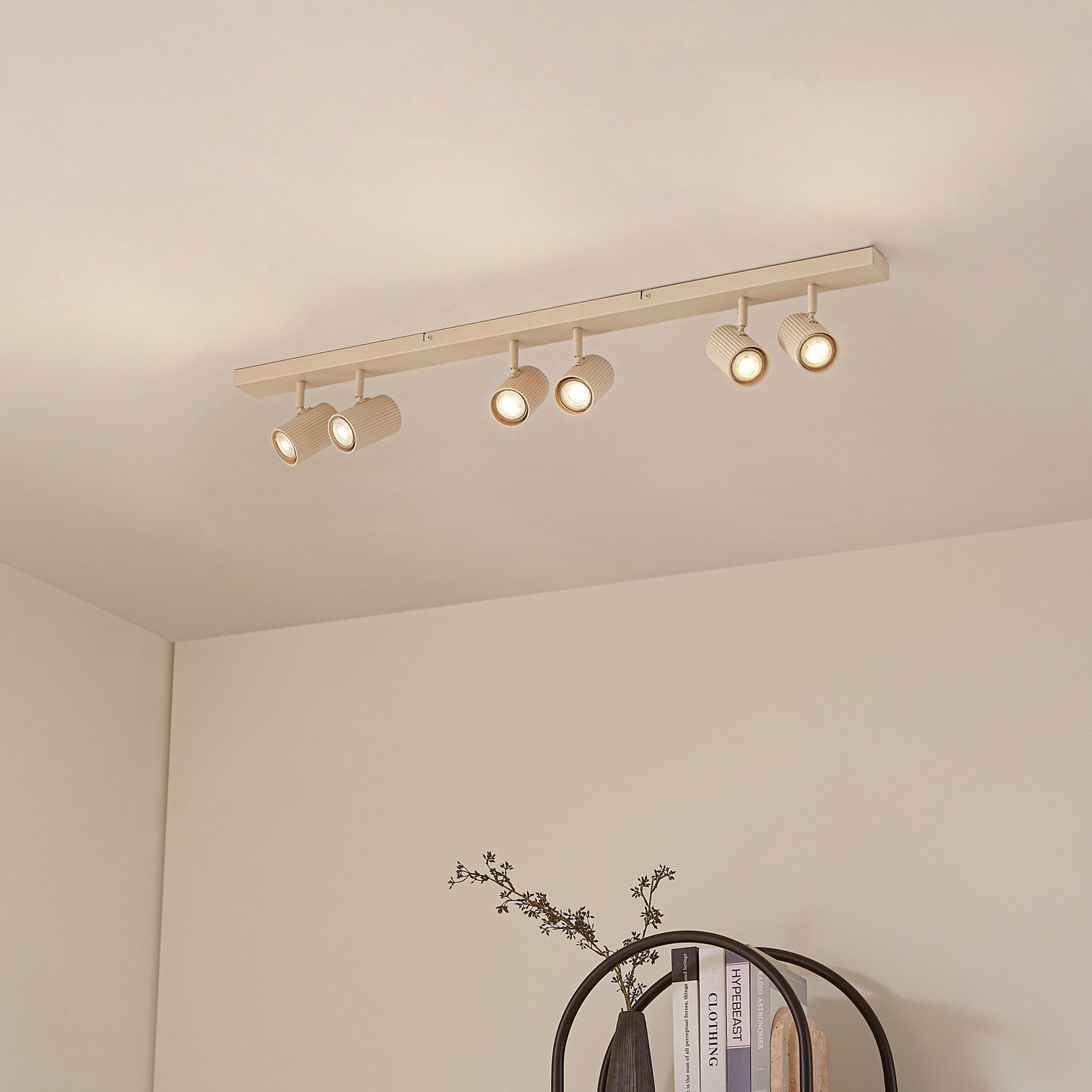 Lindby Deckenspots Kardis, beige, 6-flg., Metall, GU10