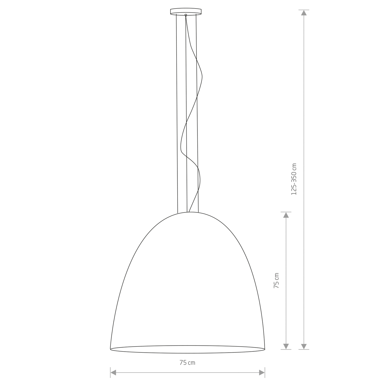 Egg XL metalen hanglamp, Ø 75 cm, zwart