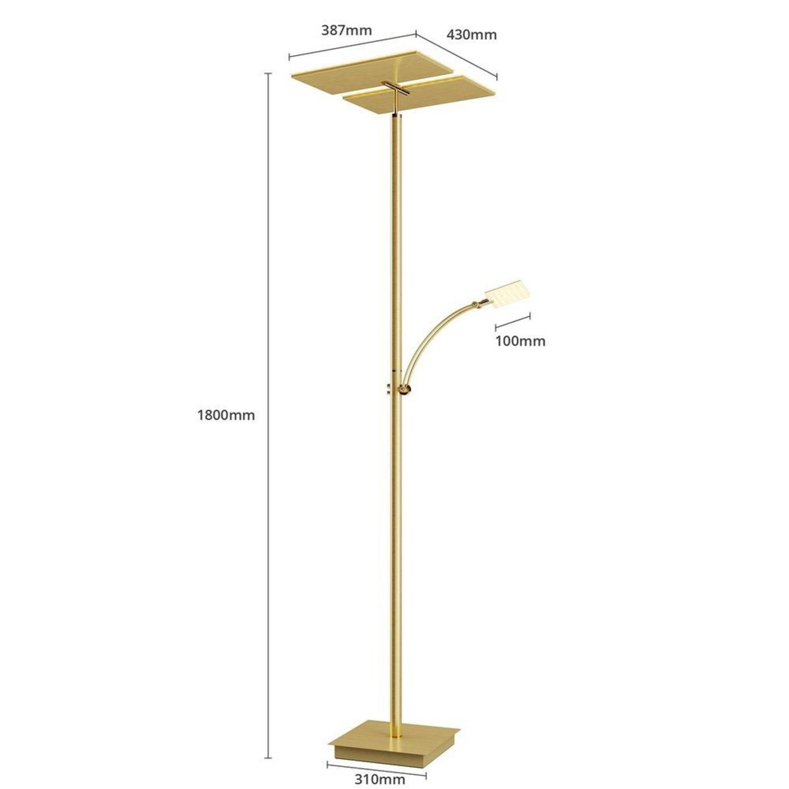 Parthena LED Stojaca Lampa Brass - Lucande